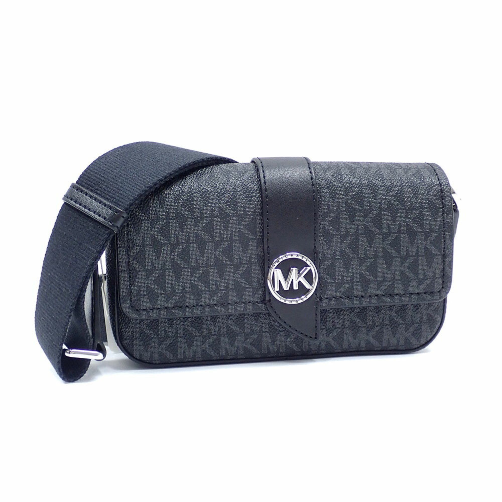 Michael Kors Michael Kors Shoulder Bag for Women, Black, Coated Canvas, 32F3SGRC0B1, MK Signature GREENWICH XS EW Sling Crossbody C215727 Size ONE SIZE - 1 Thumbnail