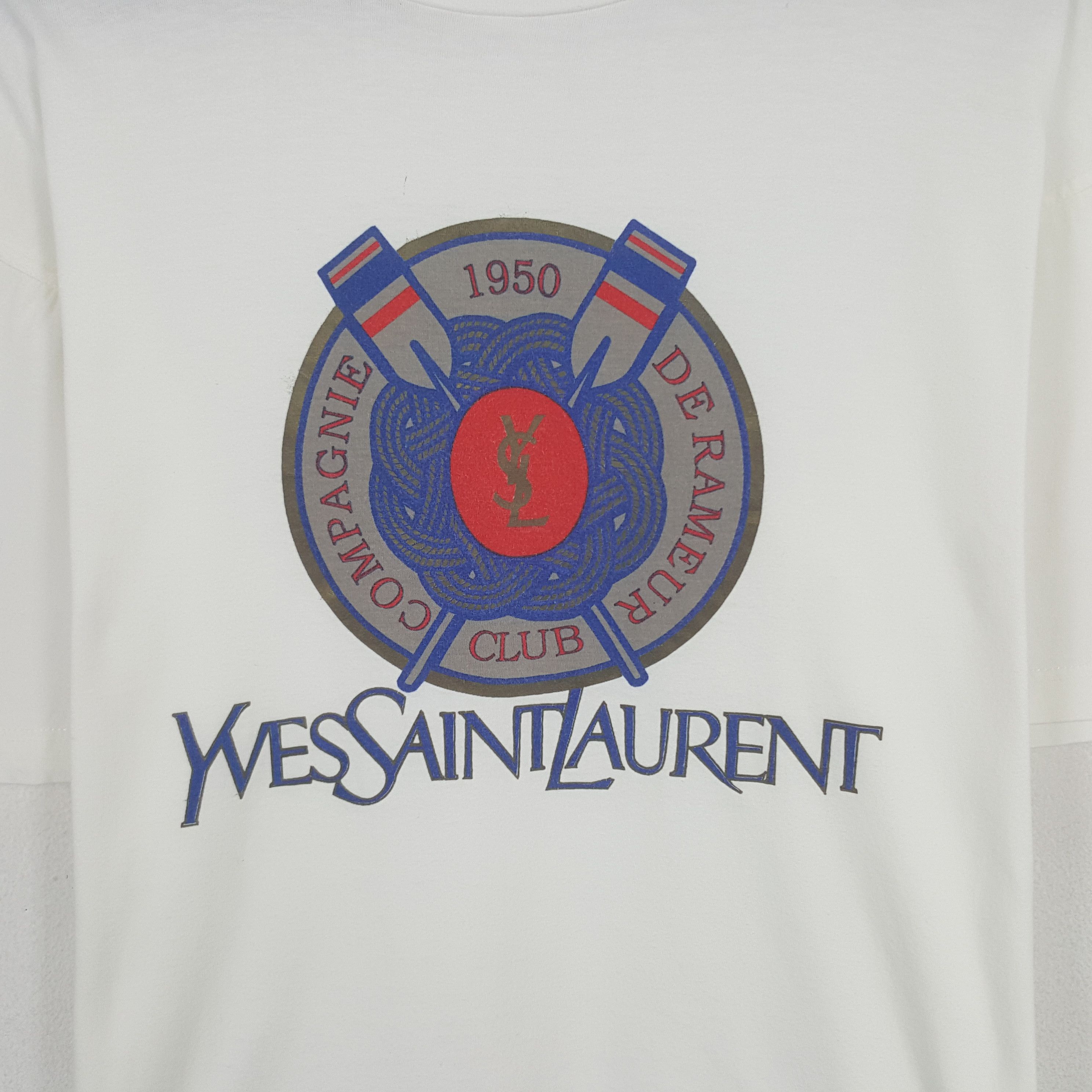 Yves Saint Laurent Vintage Yves Saint Laurent Big Logo Tshirt Size US L / EU 52-54 / 3 - 2 Thumbnail