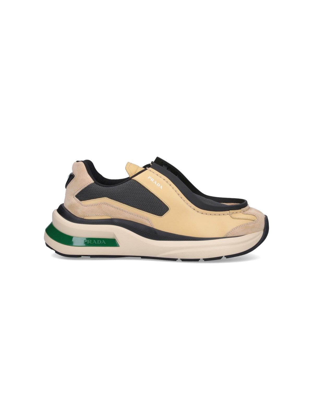 $1.8K VALUE System Brushed Leather Sneakers in beige multi
