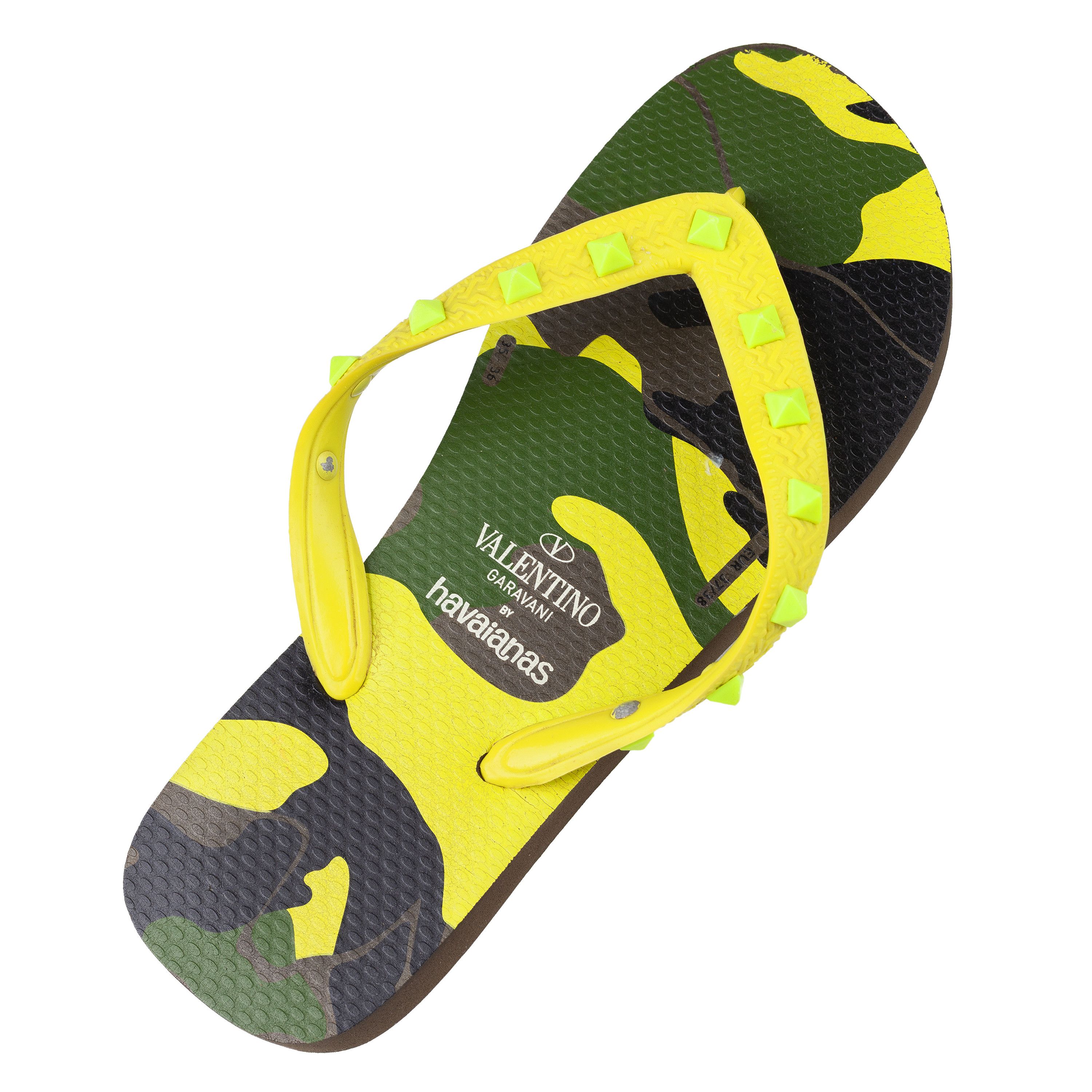 Valentino Valentino Garavani x Havaianas Yellow Neon Flip Flops Size US 5 / IT 35 - 2 Thumbnail