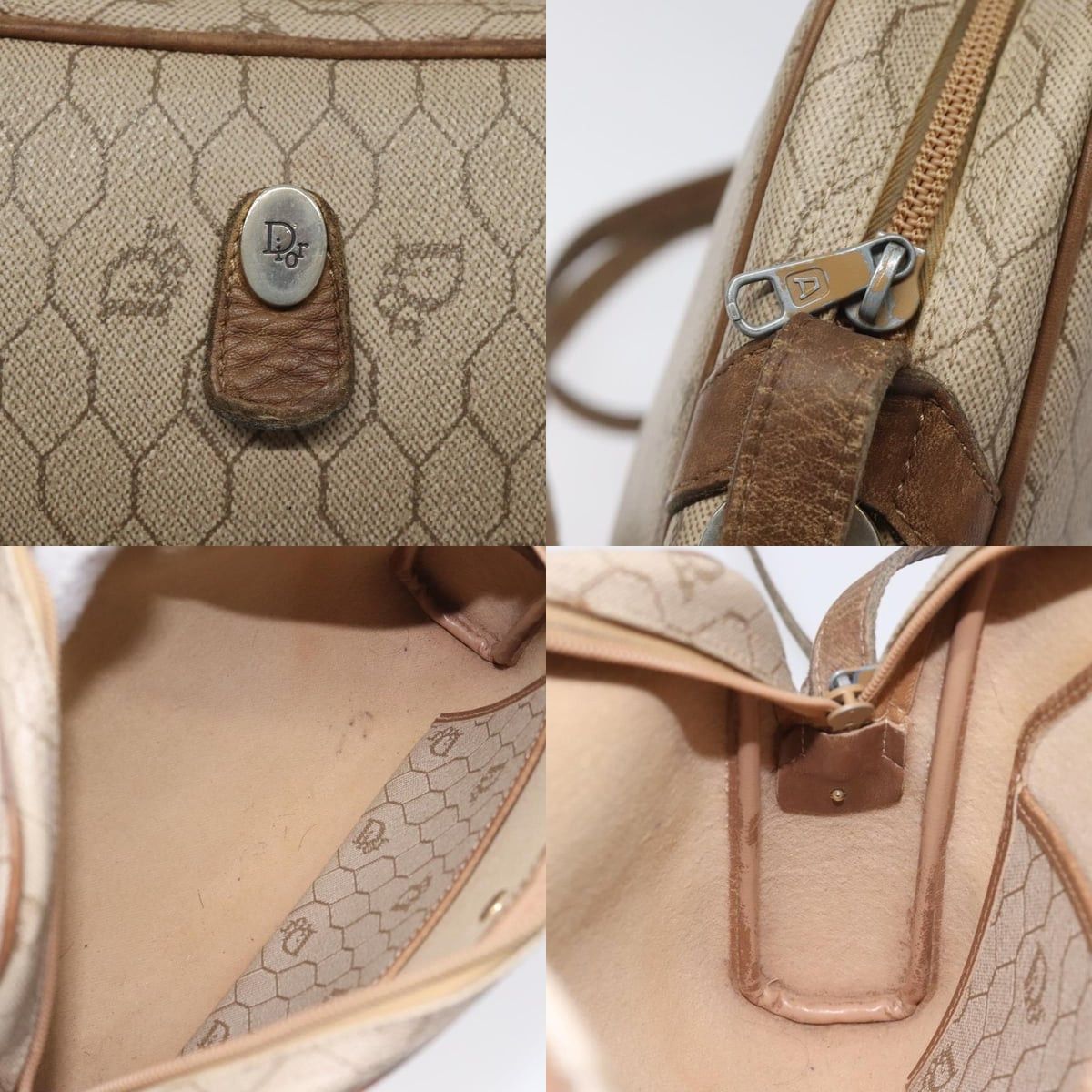 Dior DIOR Honeycomb Canvas Shoulder Bag Pvc Leather Beige Gold Size ONE SIZE - 11 Thumbnail