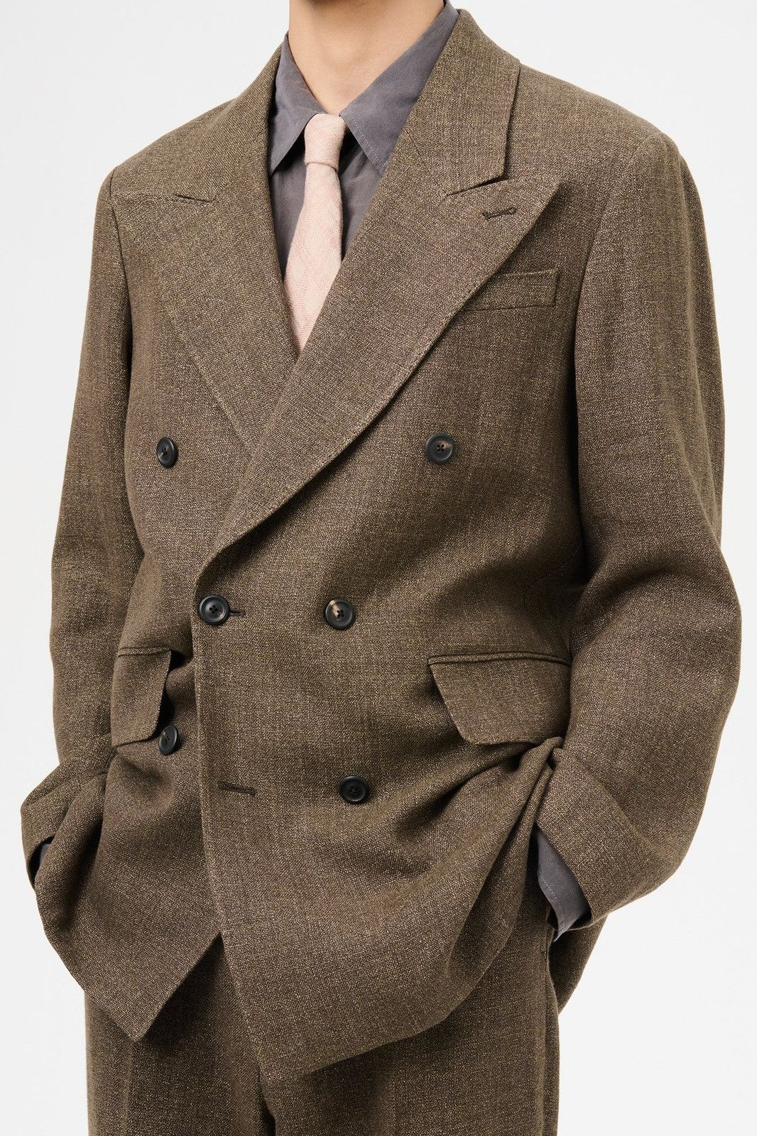 Our Legacy Our Legacy Sharp DB Blazer - Tobacco Delave Linen Size 50R - 1 Thumbnail