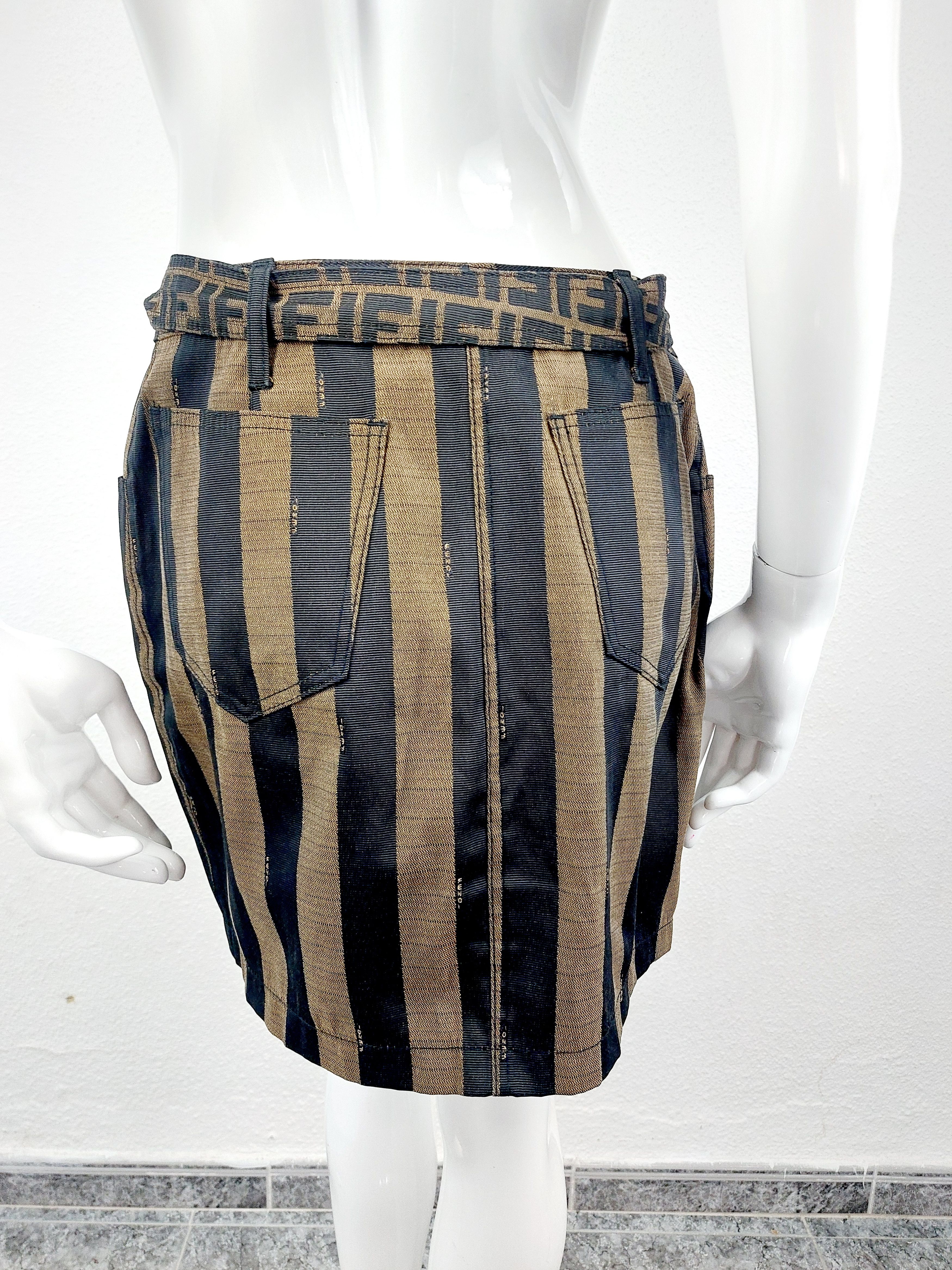 Fendi Fendi Zucca FF Belted Monogram FF 90’s Mini Pencil Skirt Size 32" / US 10 / IT 46 - 8 Thumbnail