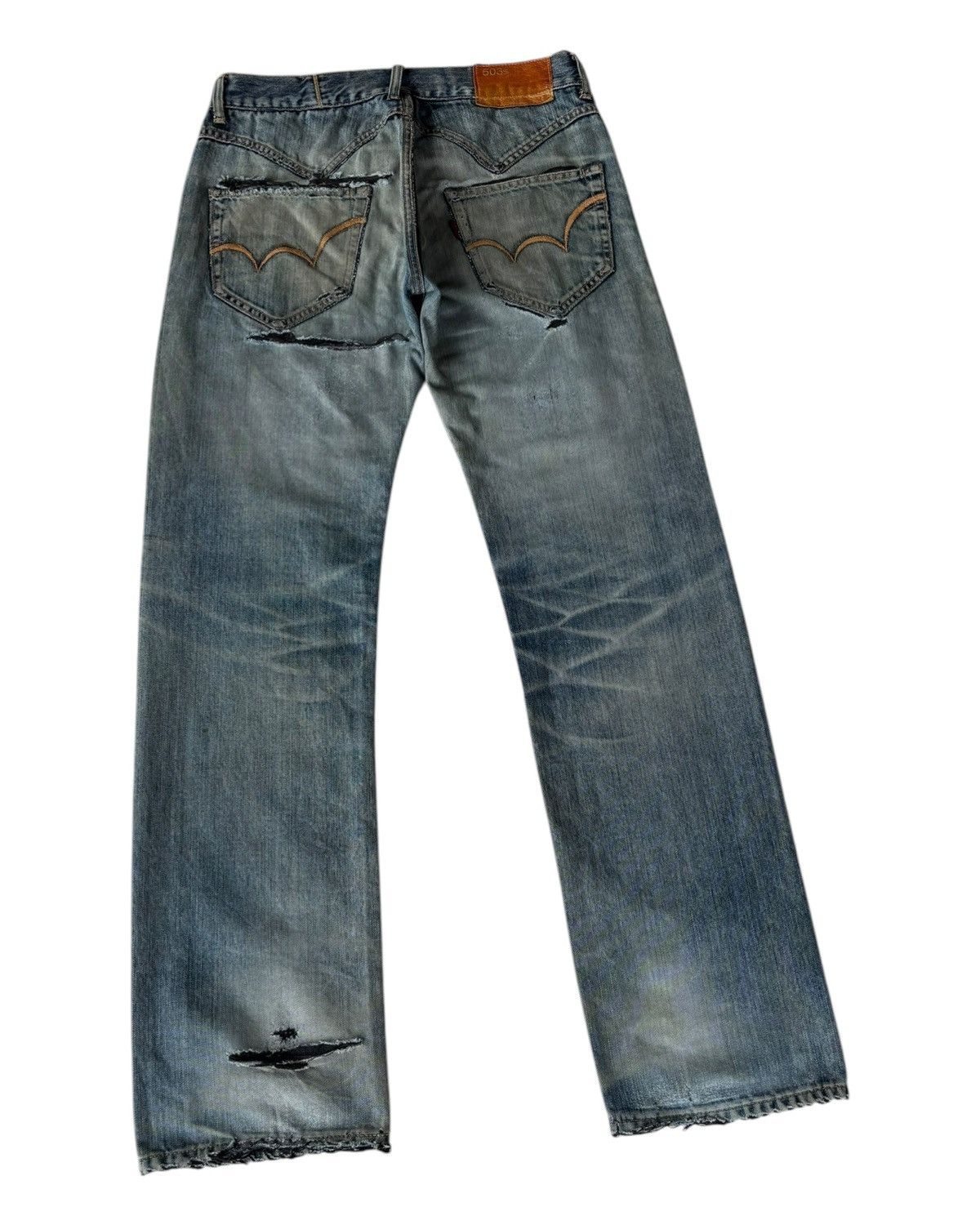 Kapital THRASHED🔥EDWIN 503SS RIPPED MUD DISTRESSED DENIM JEANS Size US 34 / EU 50 - 4 Thumbnail