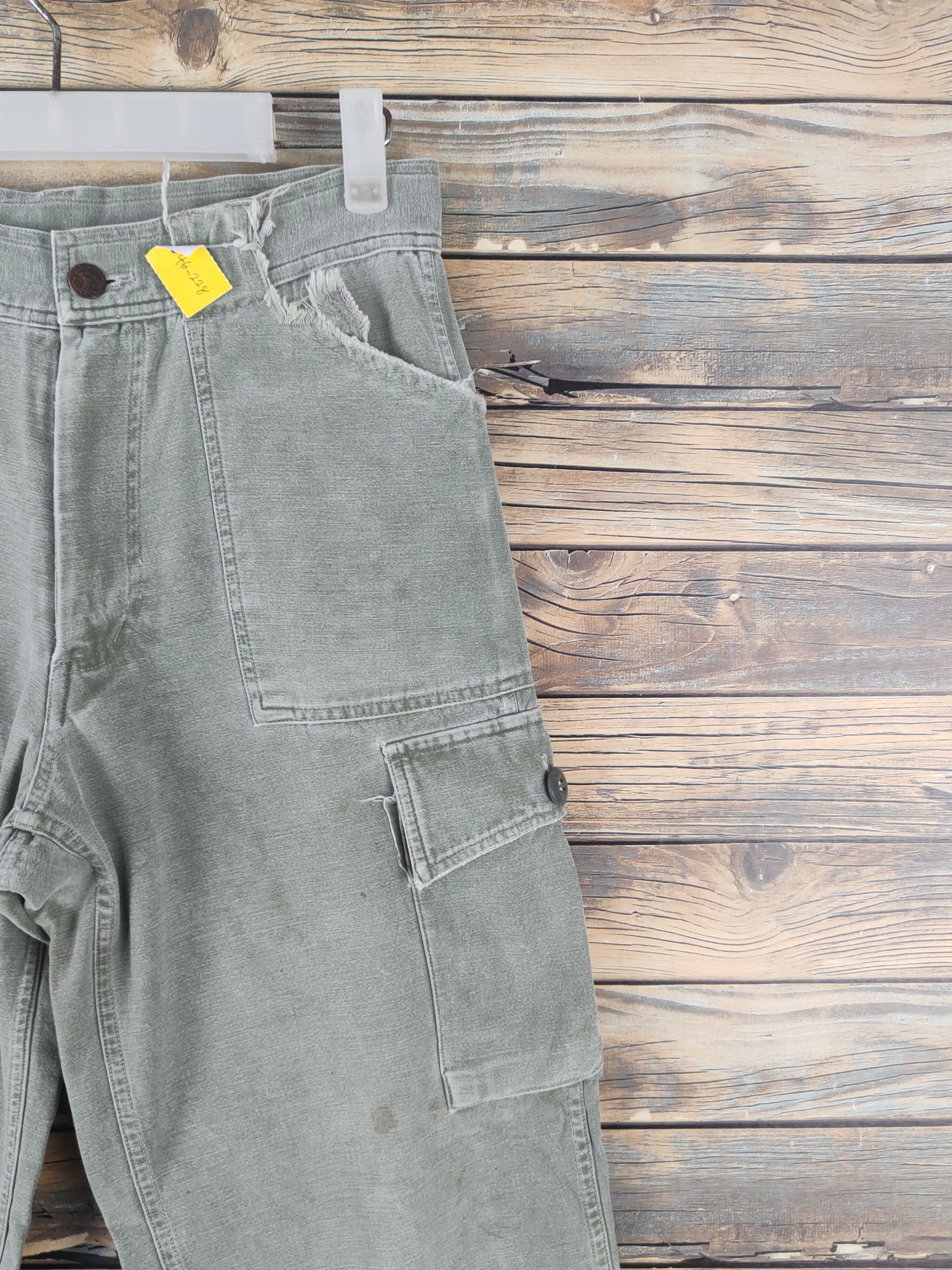 Japanese Brand DL Blue Way Green Faded Multipocket Cargo Pants #46-228T Size US 28 / EU 44 - 6 Thumbnail