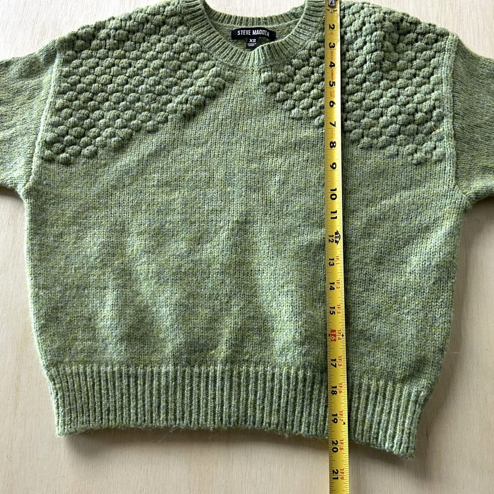 Steve Madden Steve Madden Sweater Womens XS Green Popcorn Yoke Knit Crewneck Pullover Size XS / US 0-2 / IT 36-38 - 5 Thumbnail
