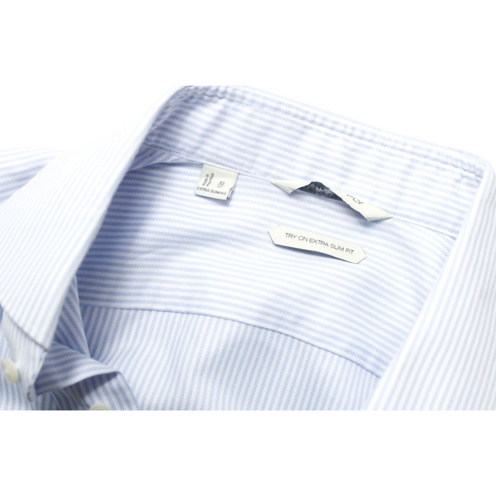 Suitsupply Suitsupply Try On Extra Slim Fit Formal Shirt Men's 43 / 17 Pinstriped Shirt White Blue Pinstripe Formal Shirt Mens 43/17 Size 46R - 7 Thumbnail