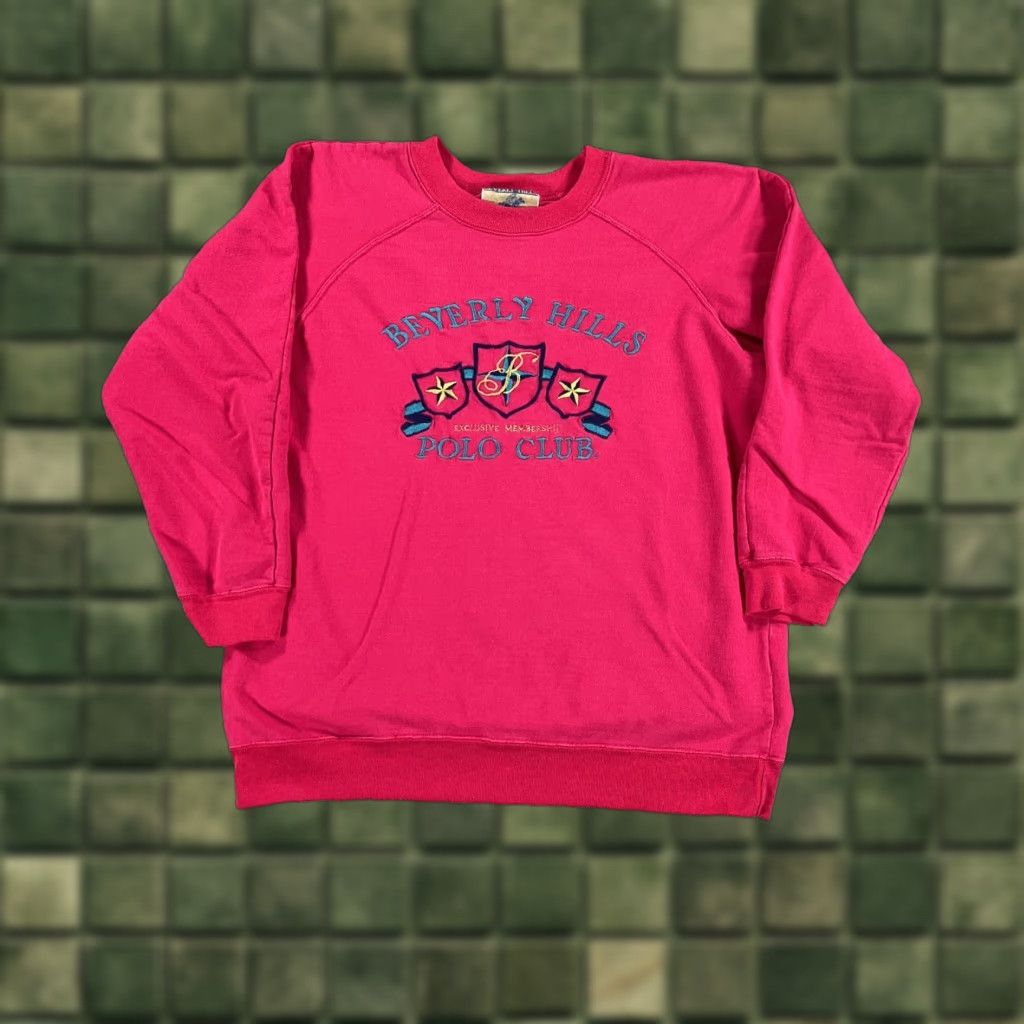 VINTAGE Beverly Hills Polo Club Sweatshirt Men's Medium Pink 90s
