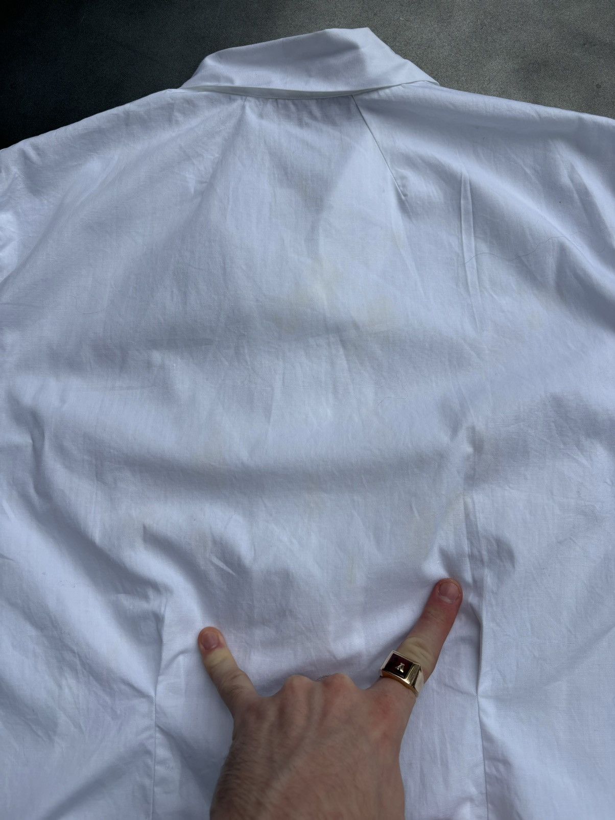 Vintage Vintage Camp Shirt White Cotton Embroidered Dart Sheer Lace Size US XS / EU 42 / 0 - 8 Thumbnail