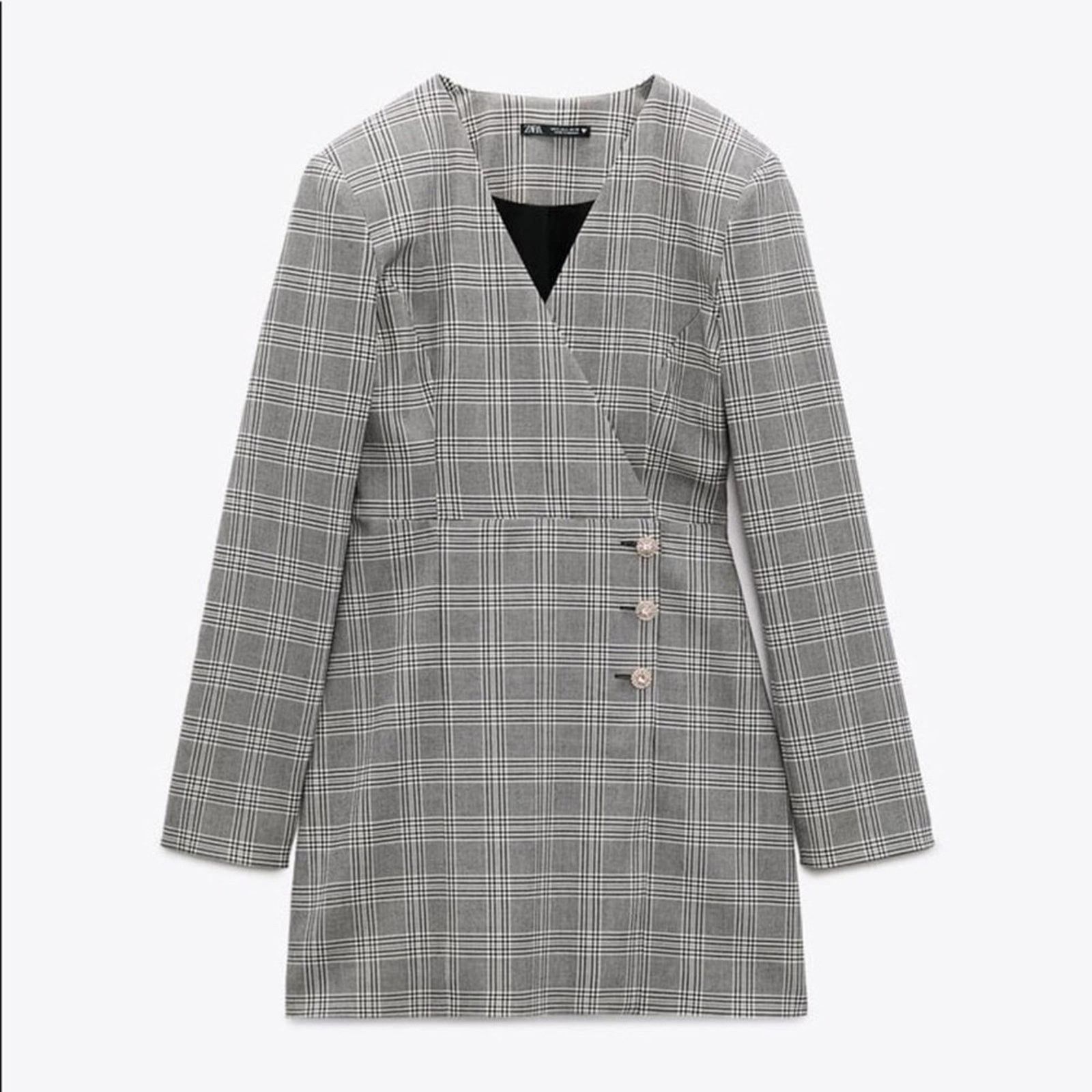 Zara ZARA BLOGGER FAVORITE PLAID BLAZER DRESS Size S / US 4 / IT 40 - 12 Thumbnail