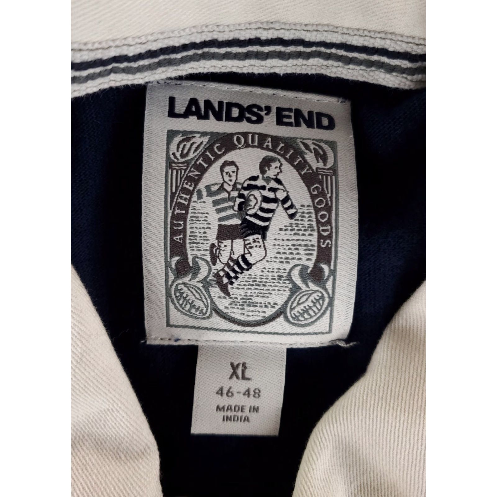 Lands' End Lands' End Rugby Shirt Striped Blue Long Sleeve Mens XL Size US XL / EU 56 / 4 - 2 Thumbnail