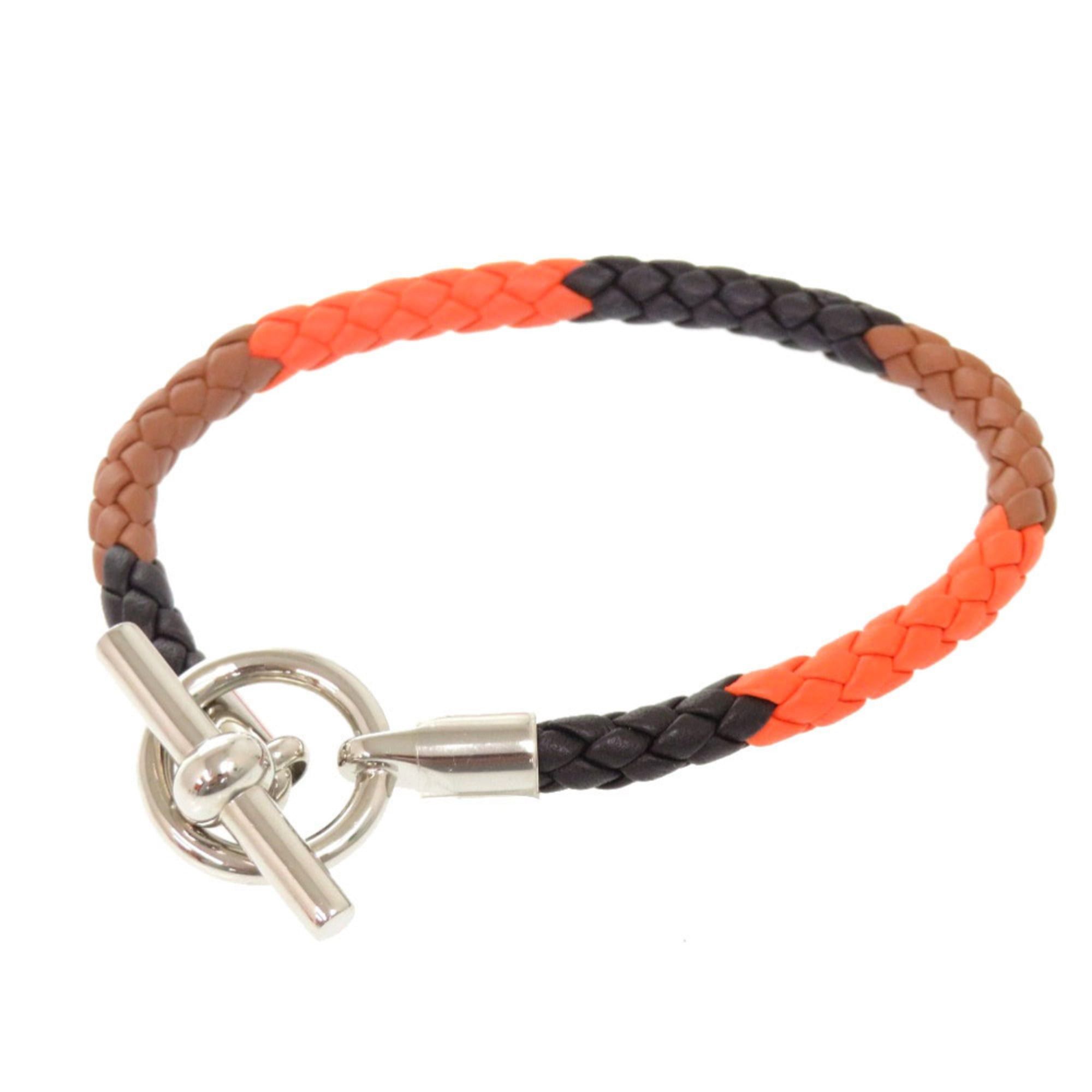 Hermes Hermes Like new Hermès Grennan leather bracelet in orange, brown, black, and silver hardware. 0991 Size ONE SIZE - 1 Thumbnail