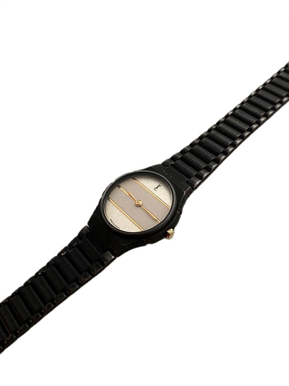 Saint Laurent Paris Saint Laurent YSL Logo Black Gold Steel Ceramic Wrist Watch Size ONE SIZE - 4 Thumbnail
