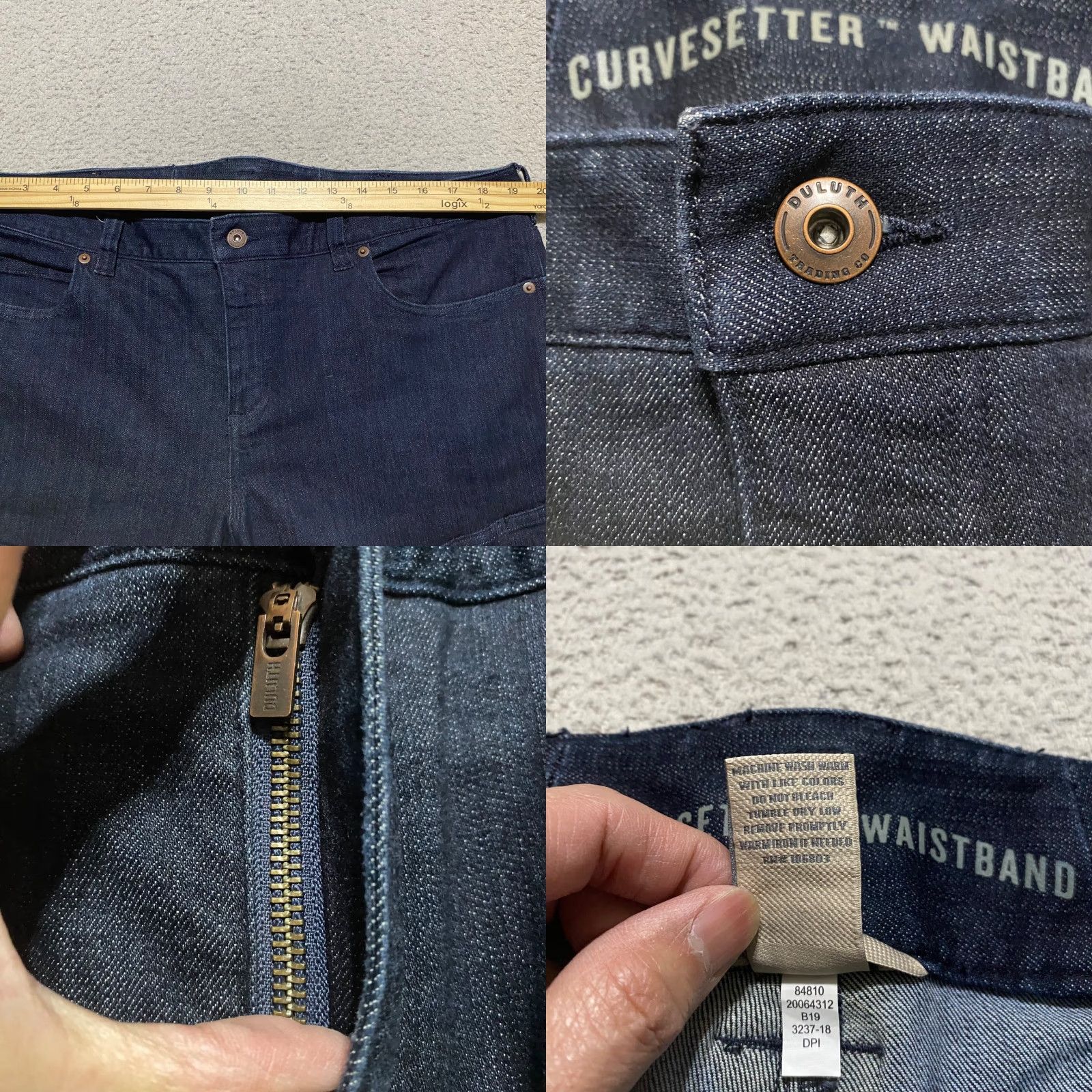 Denime Duluth Womens 18 Plus Jeans Blue Denim Carpenter Curvesetter Dark Wash Work Shirt Pants? Size 40" / US 18 - 8 Thumbnail