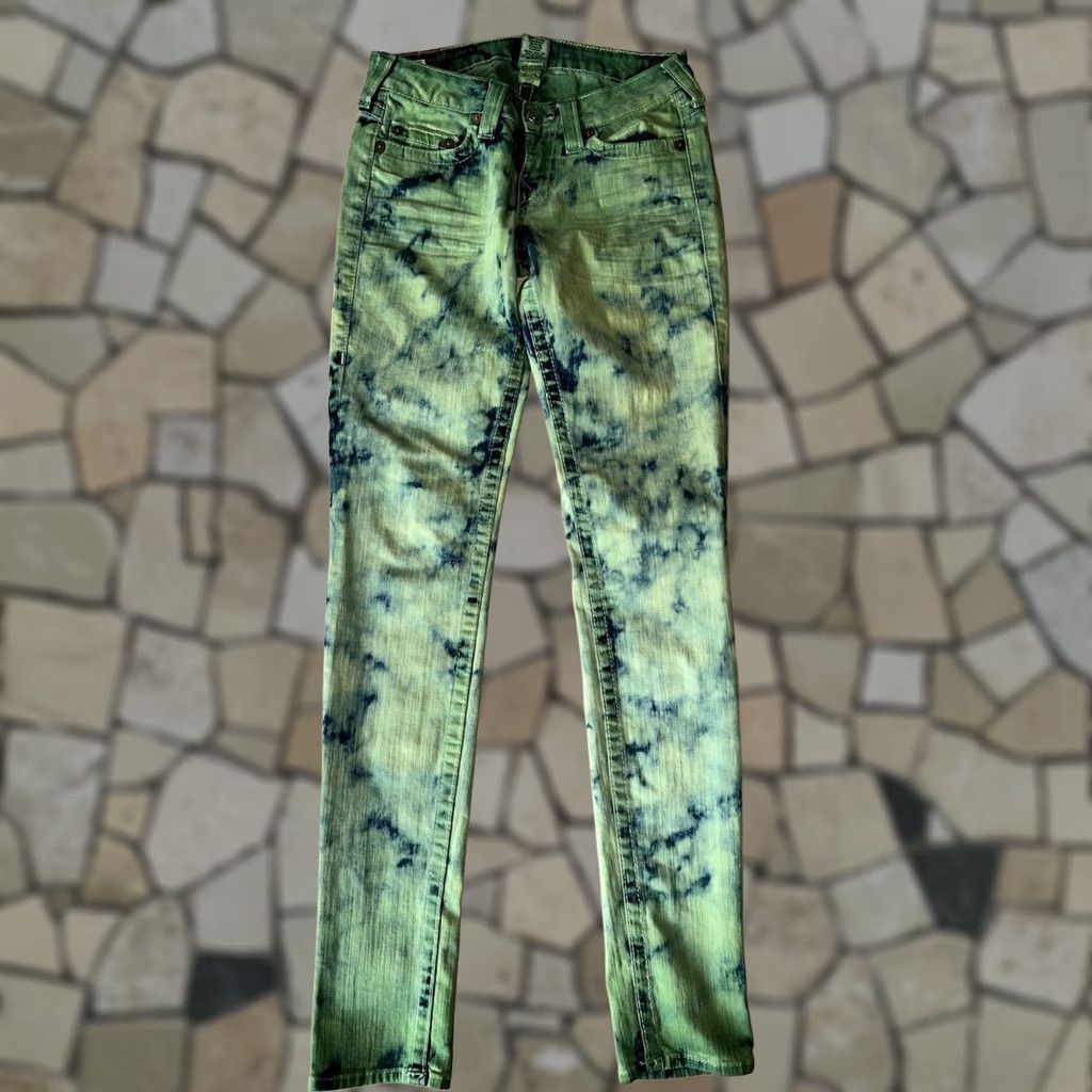 True Religion VINTAGE True Religion Stella Jeans Denim Womens 28x33 USA Green Tie Dye Acid Washed Size 28" / US 6 / IT 42 - 1 Thumbnail