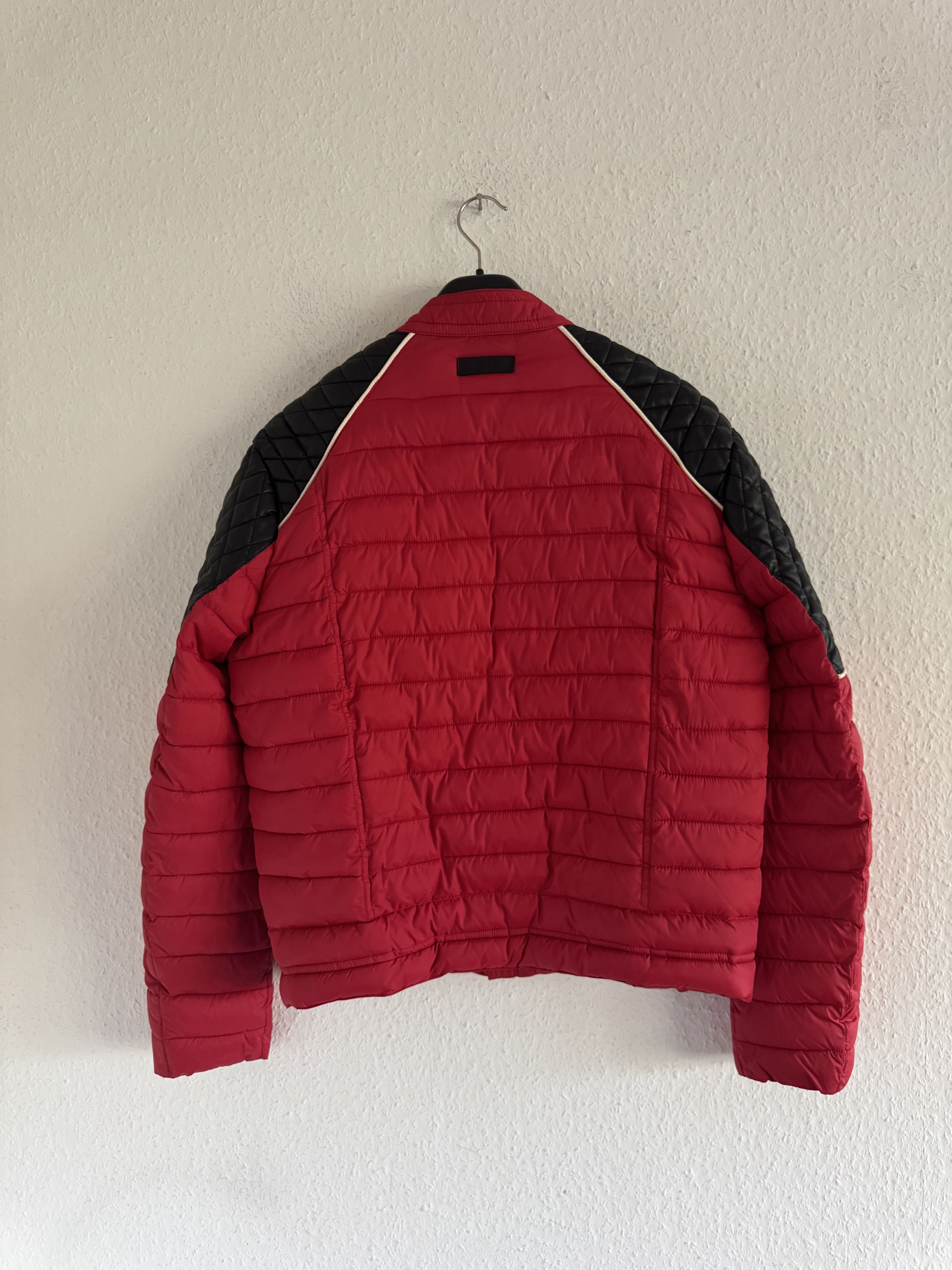 Just Cavalli Quilted Biker Down Jacket With Leather Shoulders Size US XL / EU 56 / 4 - 12 Thumbnail