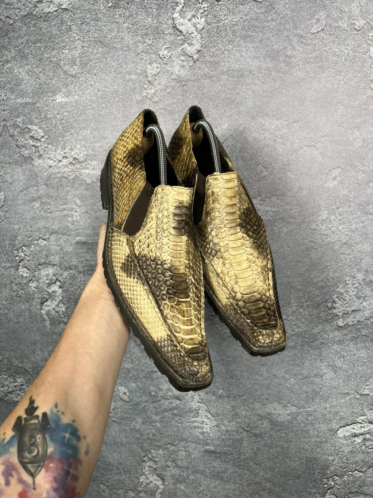 Leather × Vintage Vintage Handcrafted Genuine Python Leather Shoes Size US 9 / EU 42 - 3 Thumbnail