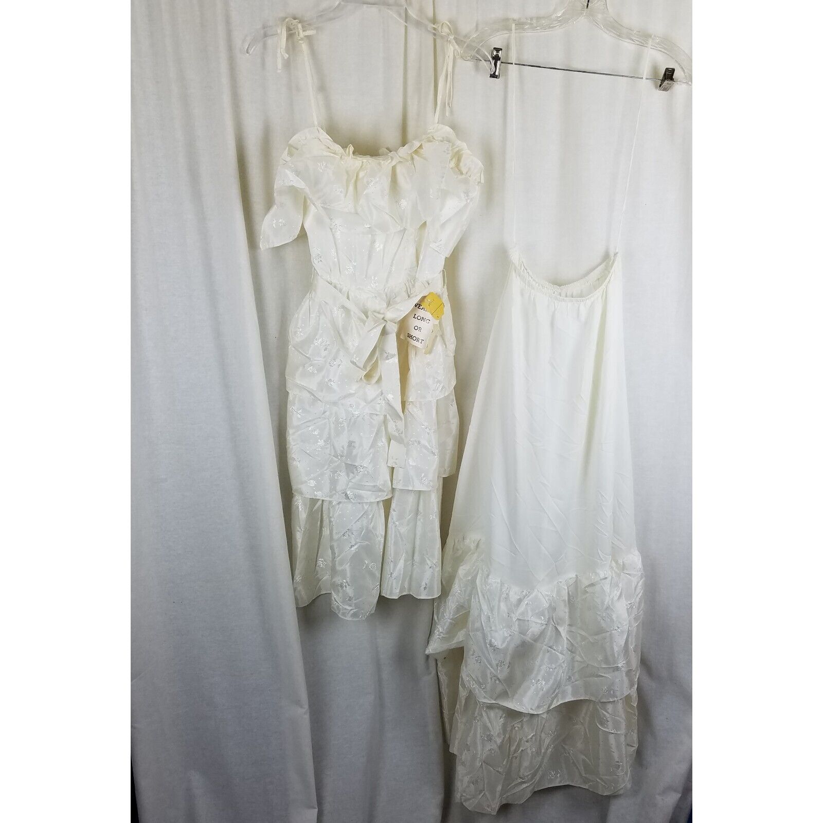 Vintage Tiered Ruffled Lace Short Maxi Dress Victorian Diamonds Run Size S / US 4 / IT 40 - 1 Thumbnail