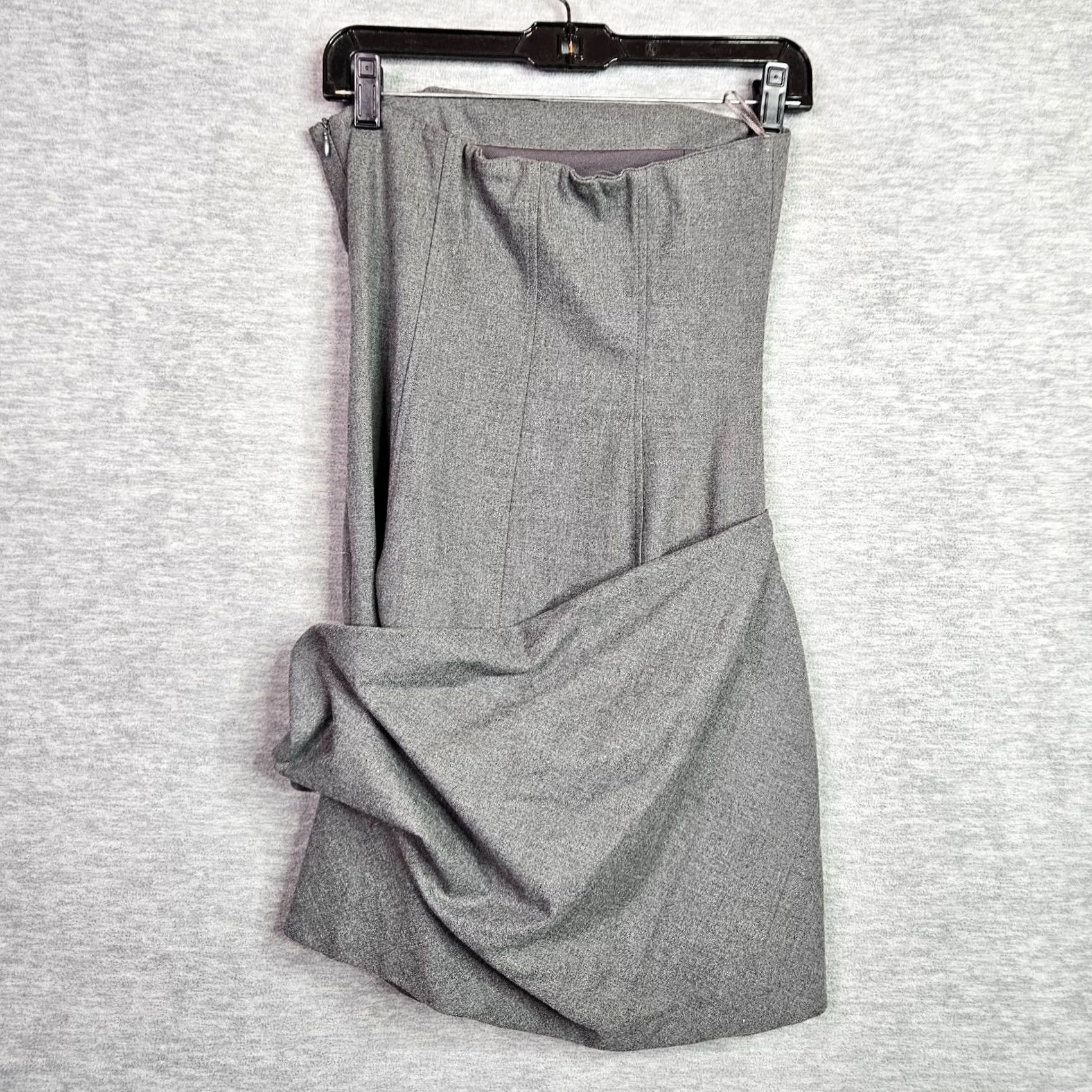 Zara ZARA Strapless Gray Mini Dress XS Asymmetrical Ruched Bodycon NWT Size XS / US 0-2 / IT 36-38 - 3 Thumbnail