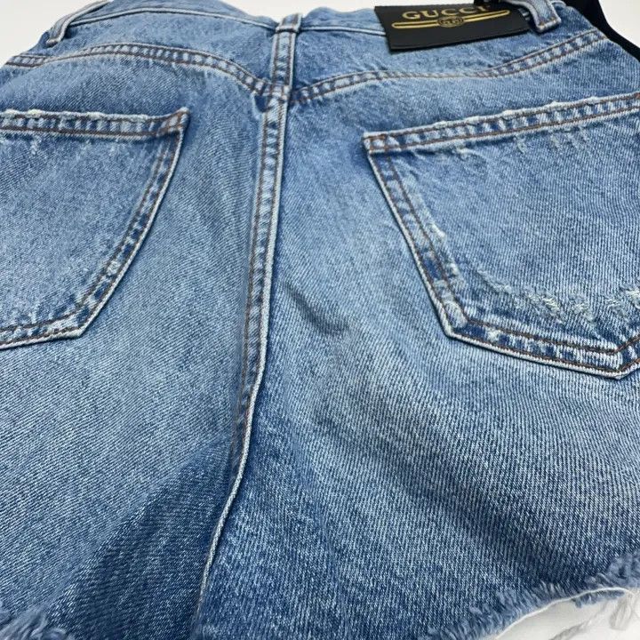 Gucci Gucci Blue Logo Apple Pattern Denim Shorts-2507 Size 26" / US 2 / IT 38 - 2 Thumbnail