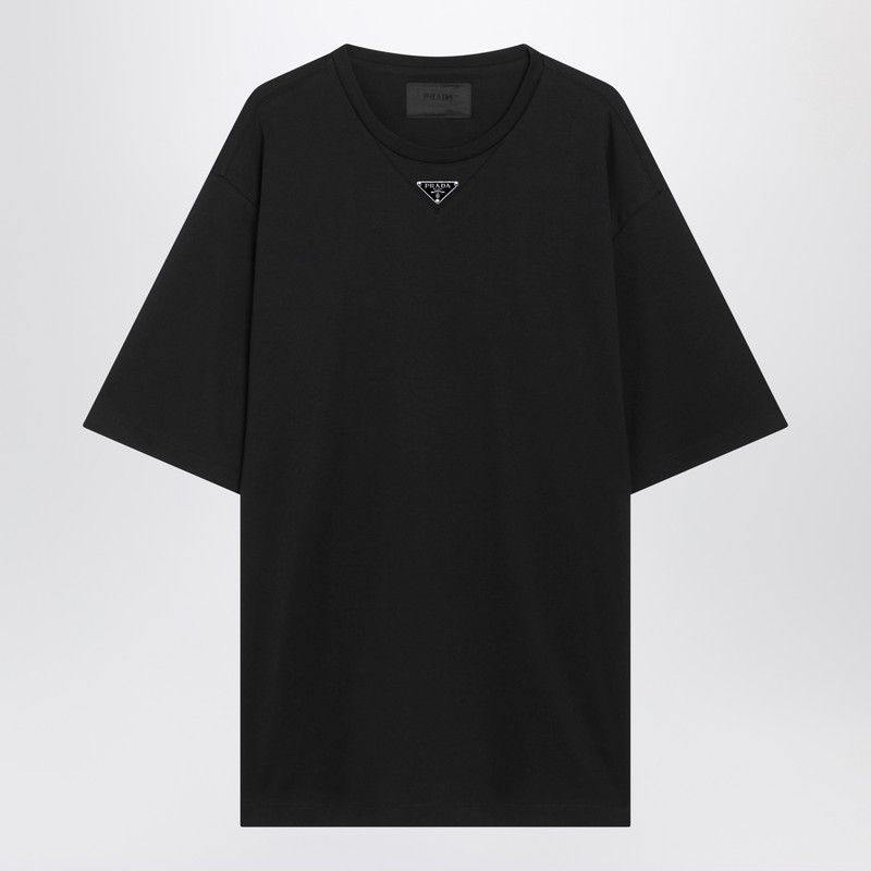 Prada Black T-Shirt With Logo Triangle