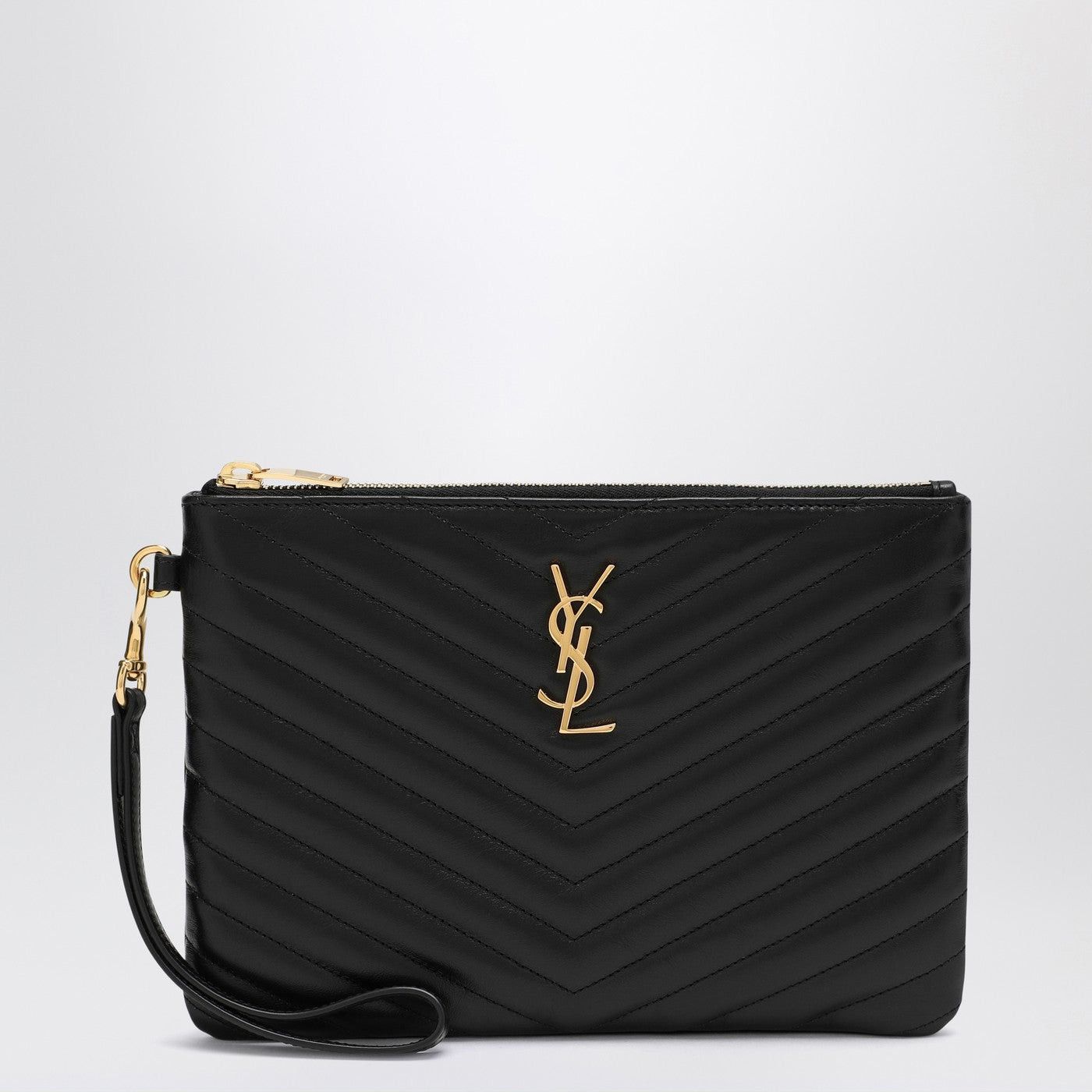 Saint Laurent Paris Saint Laurent Black Cassandre Clutch In Matelasse Leather, Women's