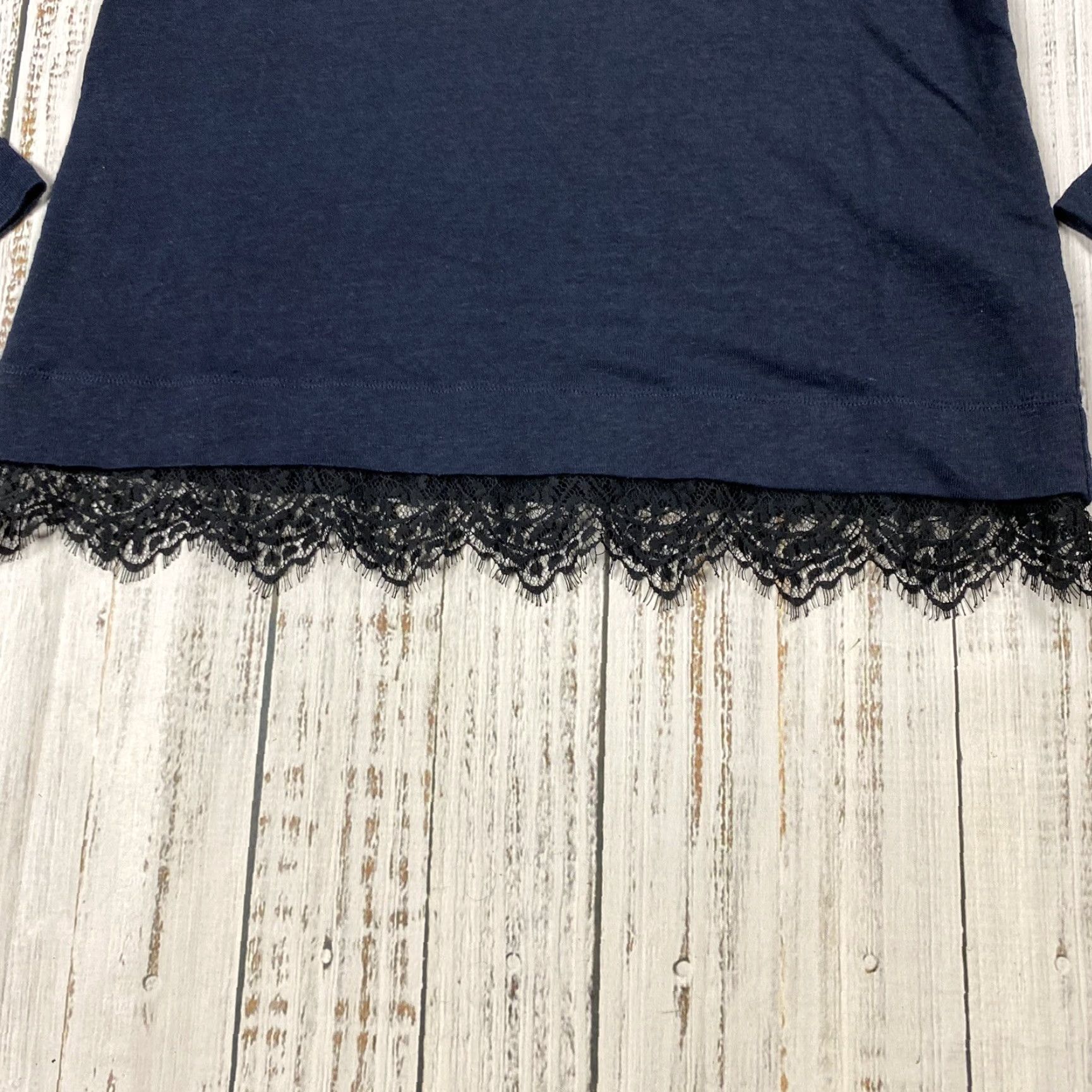 Sandro Sandro Paris Womens Linen Tunic Top Lace Trim Blue Black Long Sleeve Size 2 - Blouse, Tunic, Linen, Women, Regular Fit Size XS / US 0-2 / IT 36-38 - 3 Thumbnail