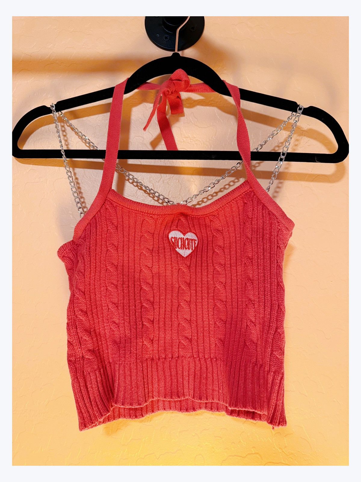 Other Y2K Knit Crop Top with Chain Straps – “Such Cute” Size M / US 6-8 / IT 42-44 - 2 Thumbnail