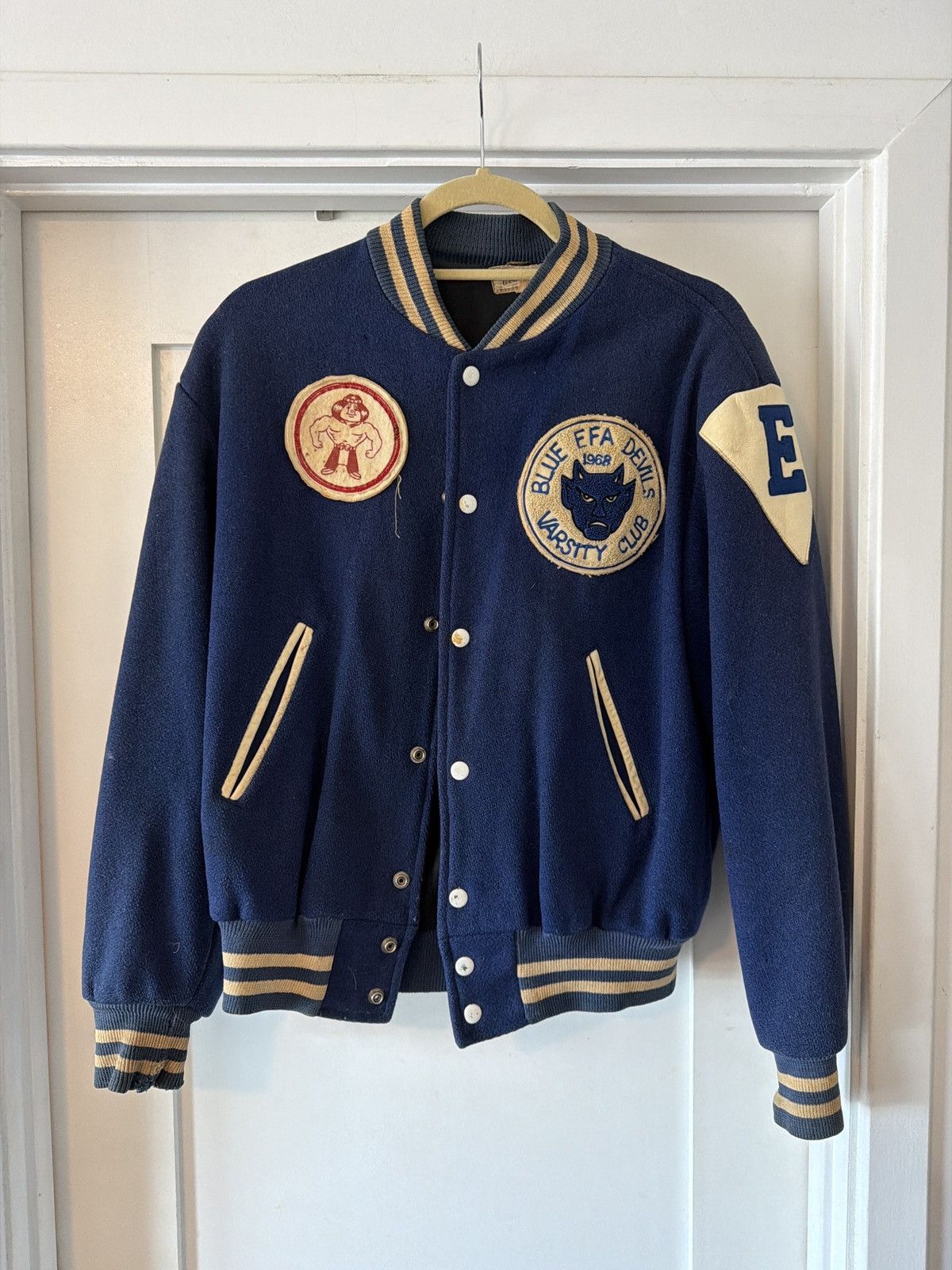 Vintage Vintage 1968 Blue Varsity Jacke Wool Letterman Size US M / EU 48-50 / 2 - 1 Thumbnail