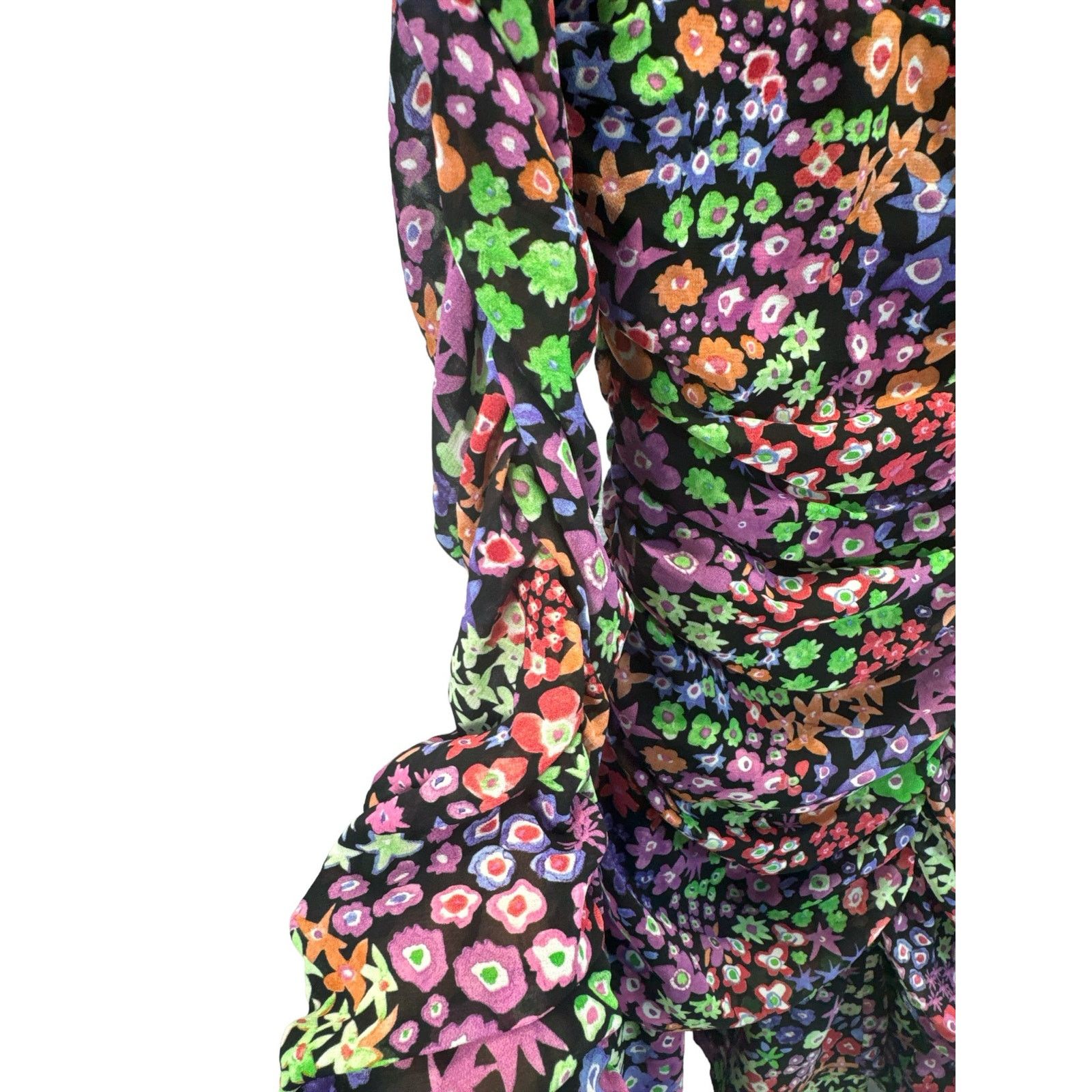 Zara Zara Black Floral Long Sleeve Mini Dress Bodycon women sz S Size S / US 4 / IT 40 - 3 Thumbnail
