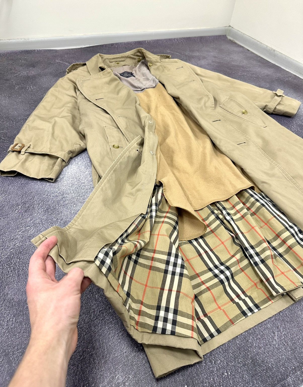 Burberry Vintage 90s Burberry Nova Check Luxury Designer Trench Coat Size US XL / EU 56 / 4 - 3 Thumbnail