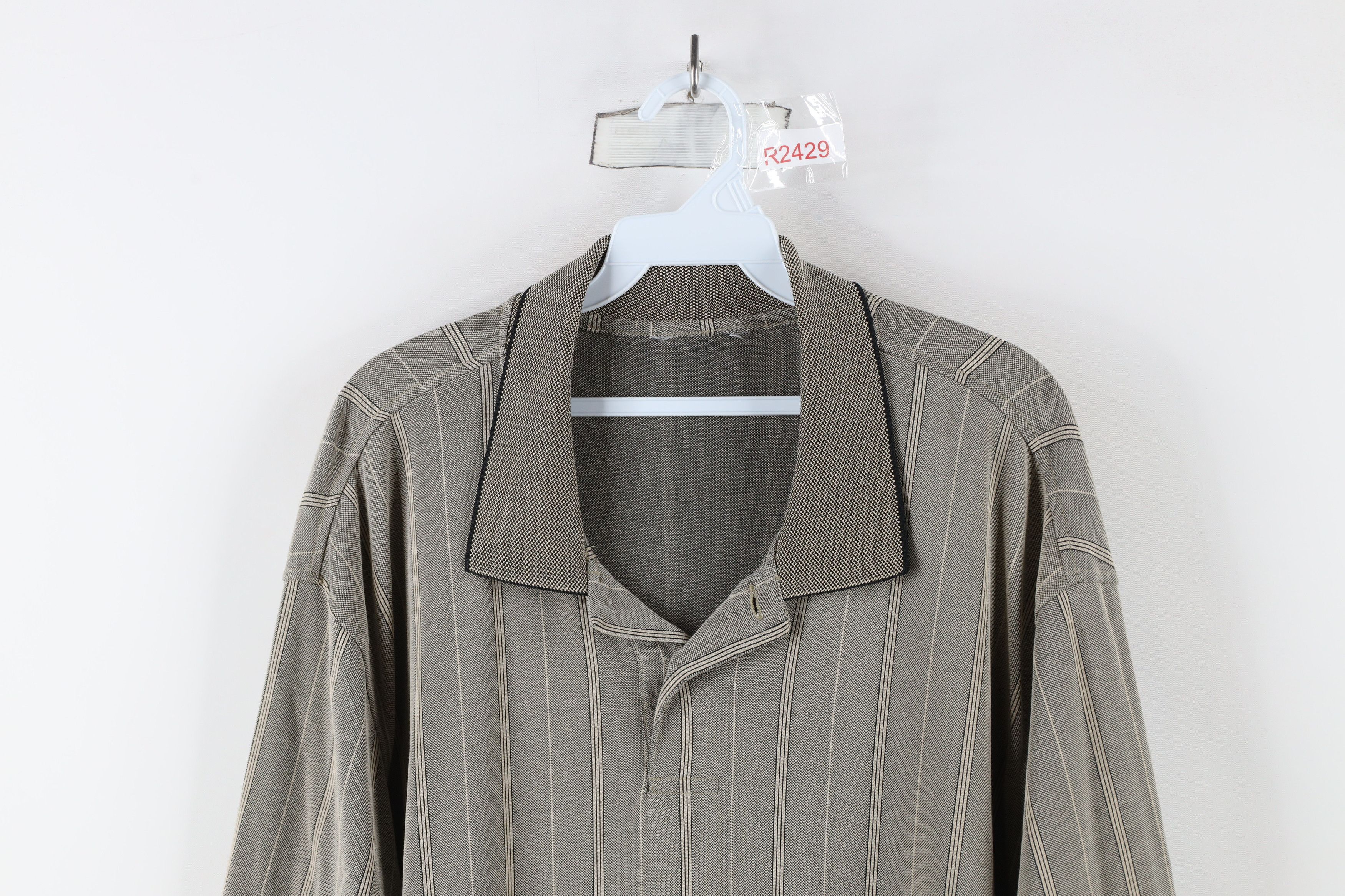 Vintage Vintage 90s Streetwear Block Knit Collared Polo Shirt Beige Size US XL / EU 56 / 4 - 2 Thumbnail