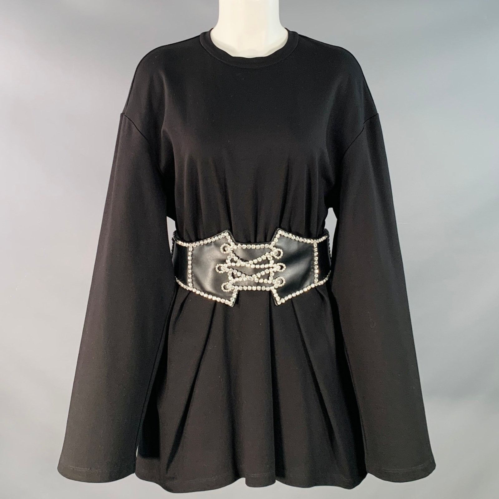 Area AREA Size M Black Silver Crystal Studded Belted Mini Dress Size M / US 6-8 / IT 42-44 - 1 Thumbnail