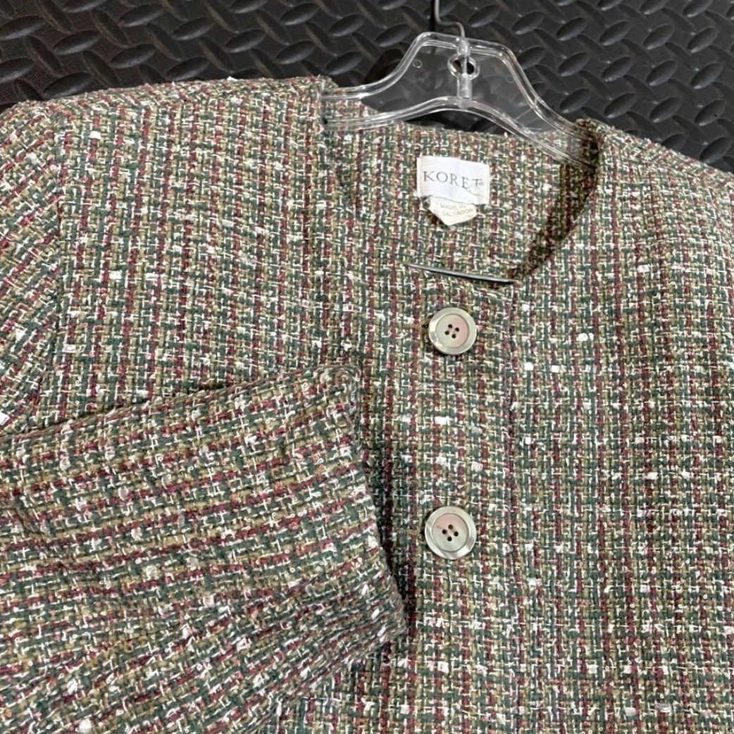 Vintage VINTAGE Koret Tweed Blazer Jacket Career Business Casual Button Front Olive Sz M Size 40R - 2 Thumbnail