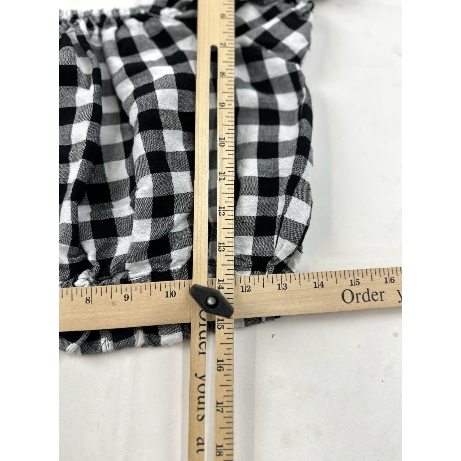 Madewell Madewell Blouse Womens 2XS Black White Gingham Buffalo Plaid Crop Puff Sleeve Square Neck Bohemian Cottagecore Knit Polyester Shirt Womens Size XXS / US 00 / IT 34 - 4 Thumbnail