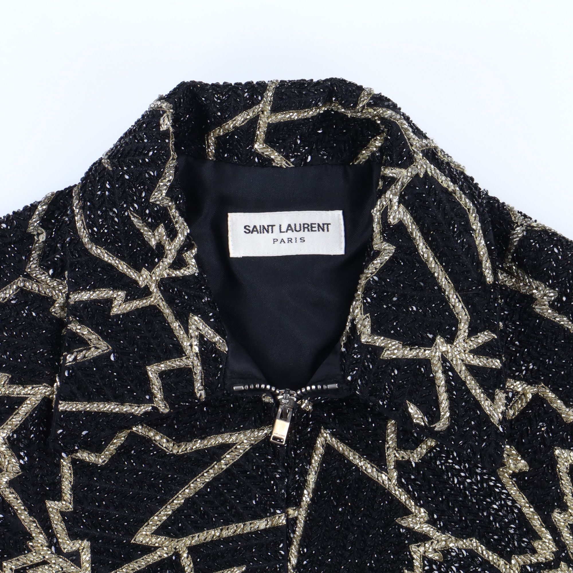 Saint Laurent Paris 1 of 1 Black and Gold Beaded Pattern Teddy Jacket Size US S / EU 44-46 / 1 - 2 Thumbnail