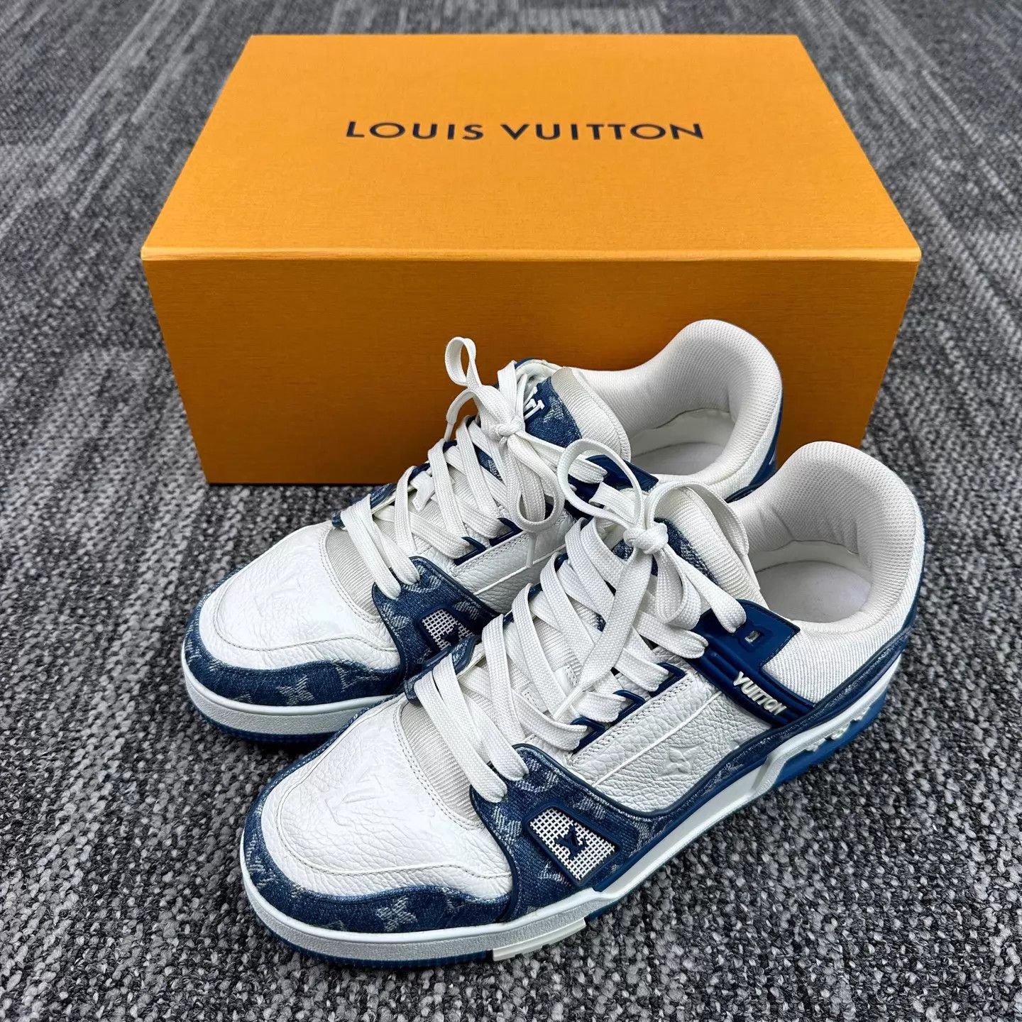 Louis Vuitton Louis Vuitton Trainer #54 Signature Blue White | Grailed