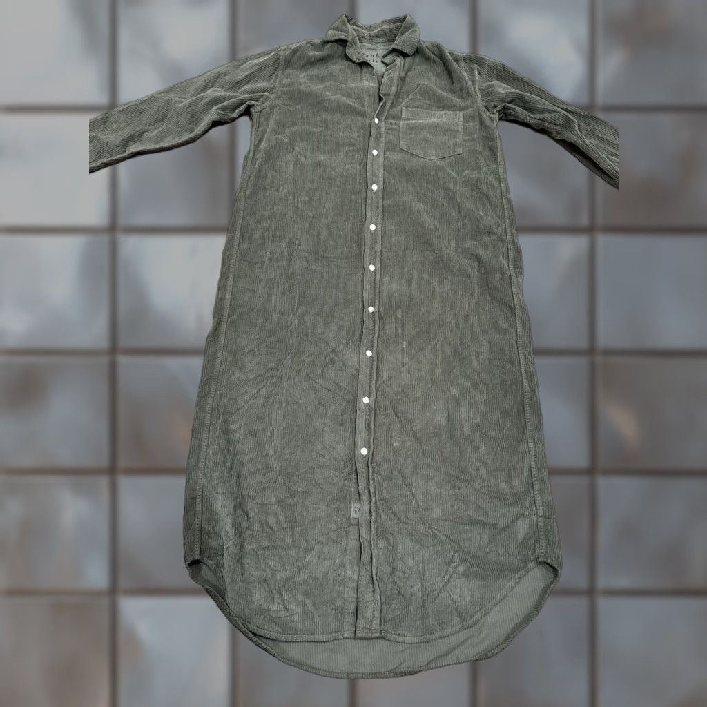 Frank & Eileen Frank & Eileen Rory Corduroy Maxi Shirtdress Long-Sleeve Green Cotton XS Dress Womens Regular Vintage No Size XS / US 0-2 / IT 36-38 - 1 Thumbnail