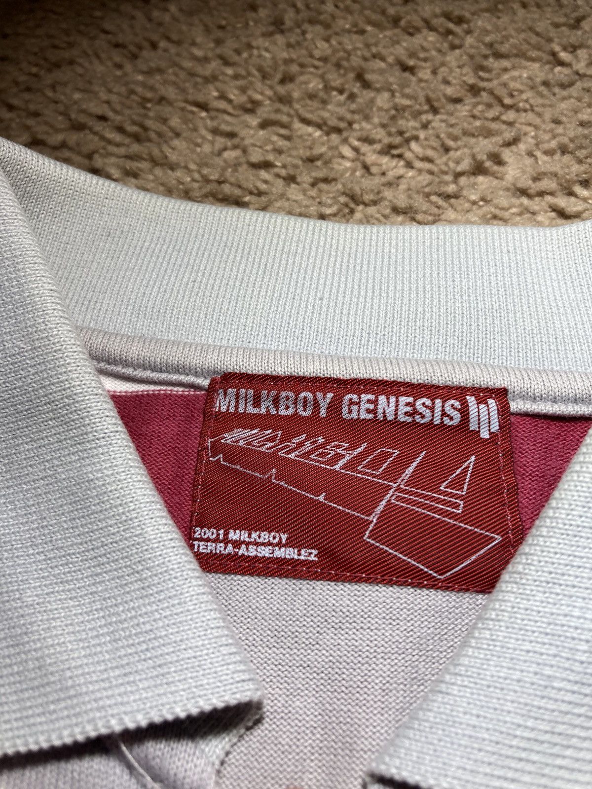 Japanese Brand 2001 Milkboy Genesis Striped Gray Zip Up Polo 90s Shirt MB Size US M / EU 48-50 / 2 - 3 Thumbnail