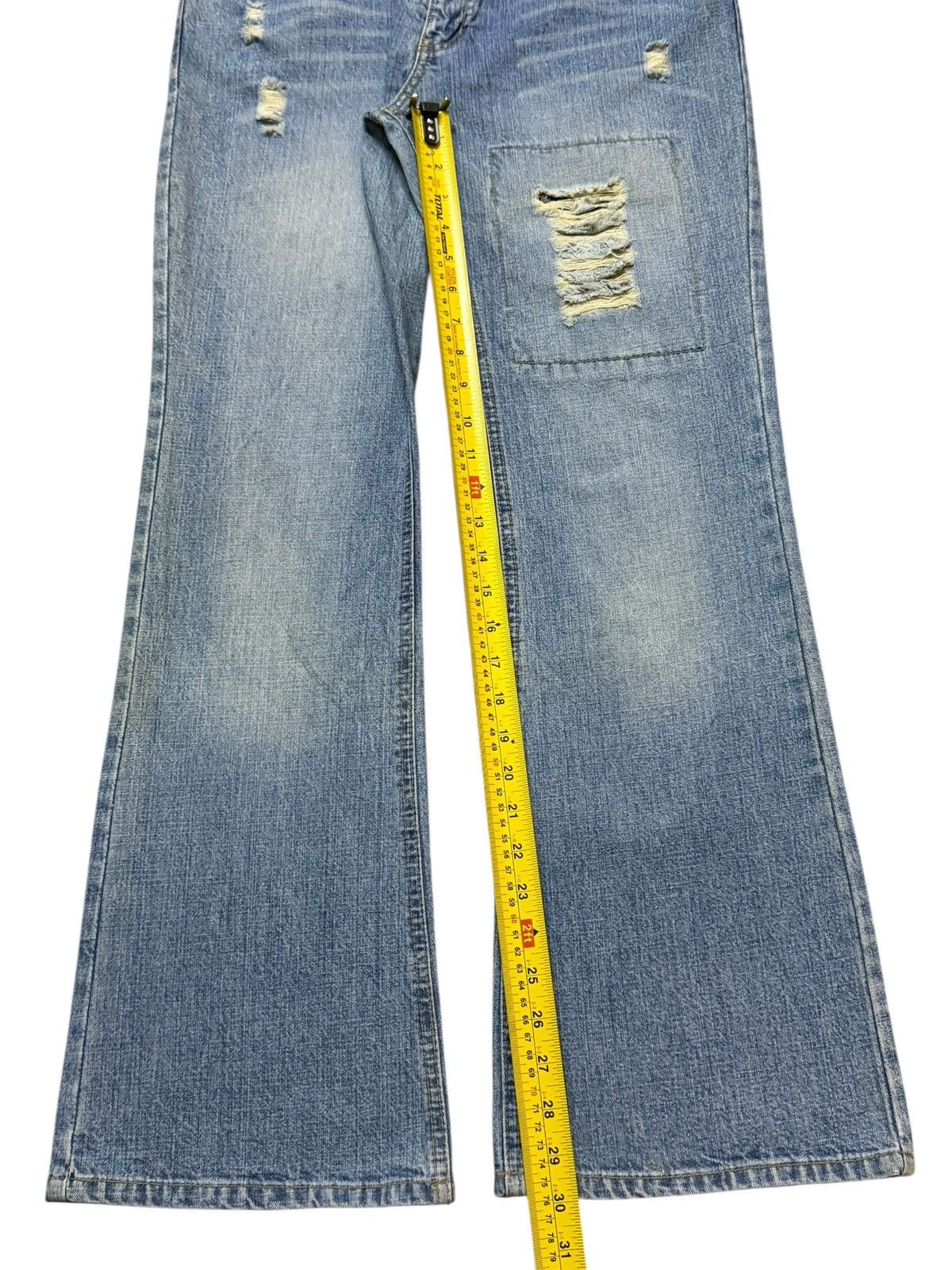 Hysteric Glamour Vintage Japanese Blue Faded Wash Distress Wide Leg Flare Size US 32 / EU 48 - 10 Thumbnail