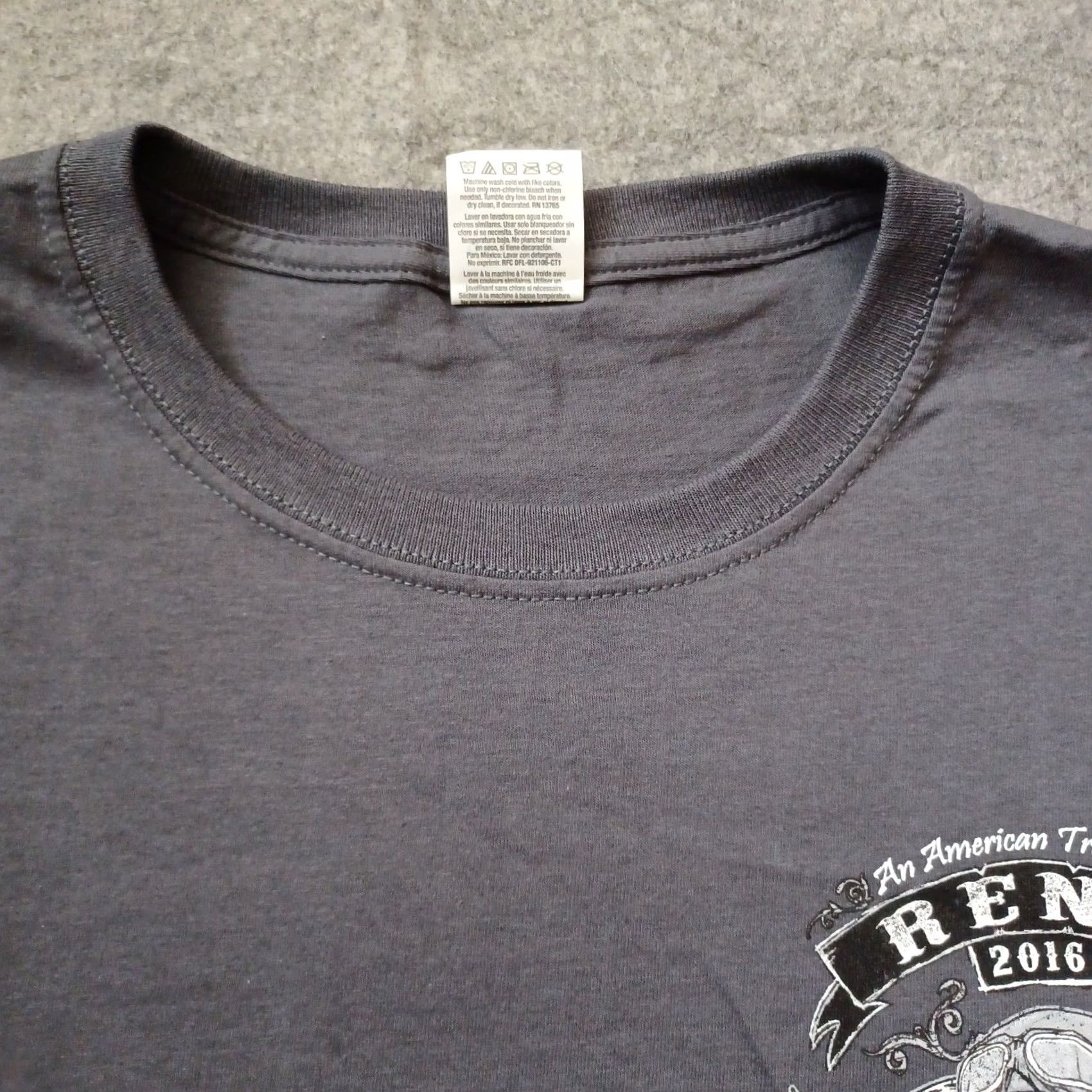 Fruit Of The Loom Reno Nevada Shirt Men L Gray Double Side Graphic Skull Wings Logo 2016 Fruit of the Loom T-Shirt Size US L / EU 52-54 / 3 - 7 Thumbnail