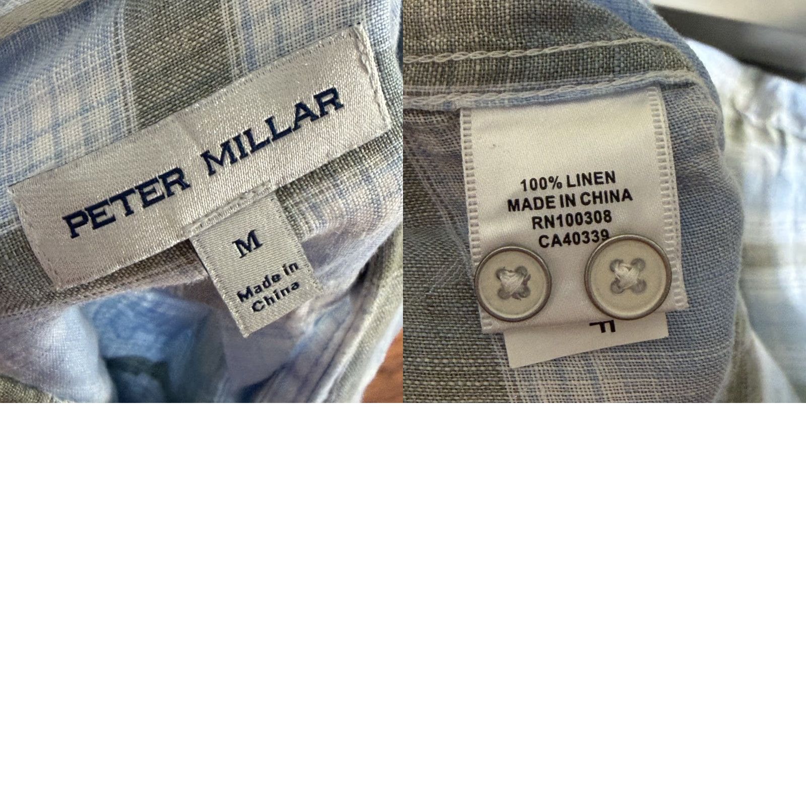 Peter Millar Peter Millar Shirt Mens M Blue Linen Plaid Long Sleeve Lightweight Pocket Button-Up Shirt Size US M / EU 48-50 / 2 - 9 Thumbnail