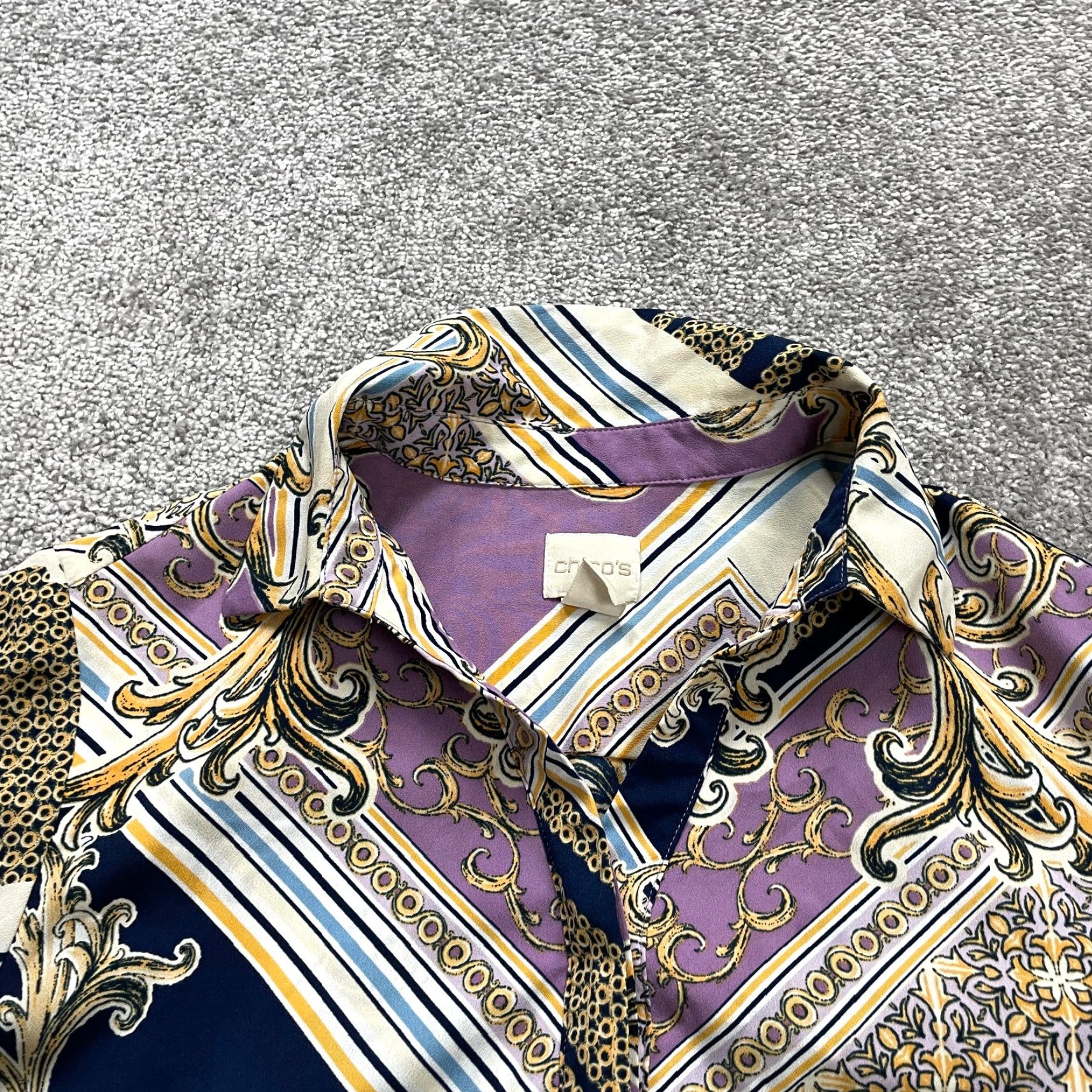 Vintage Chico's Blouse Shirt Womens Chico's Size XS US Small Floral Purple Collar Size XS / US 0-2 / IT 36-38 - 2 Thumbnail