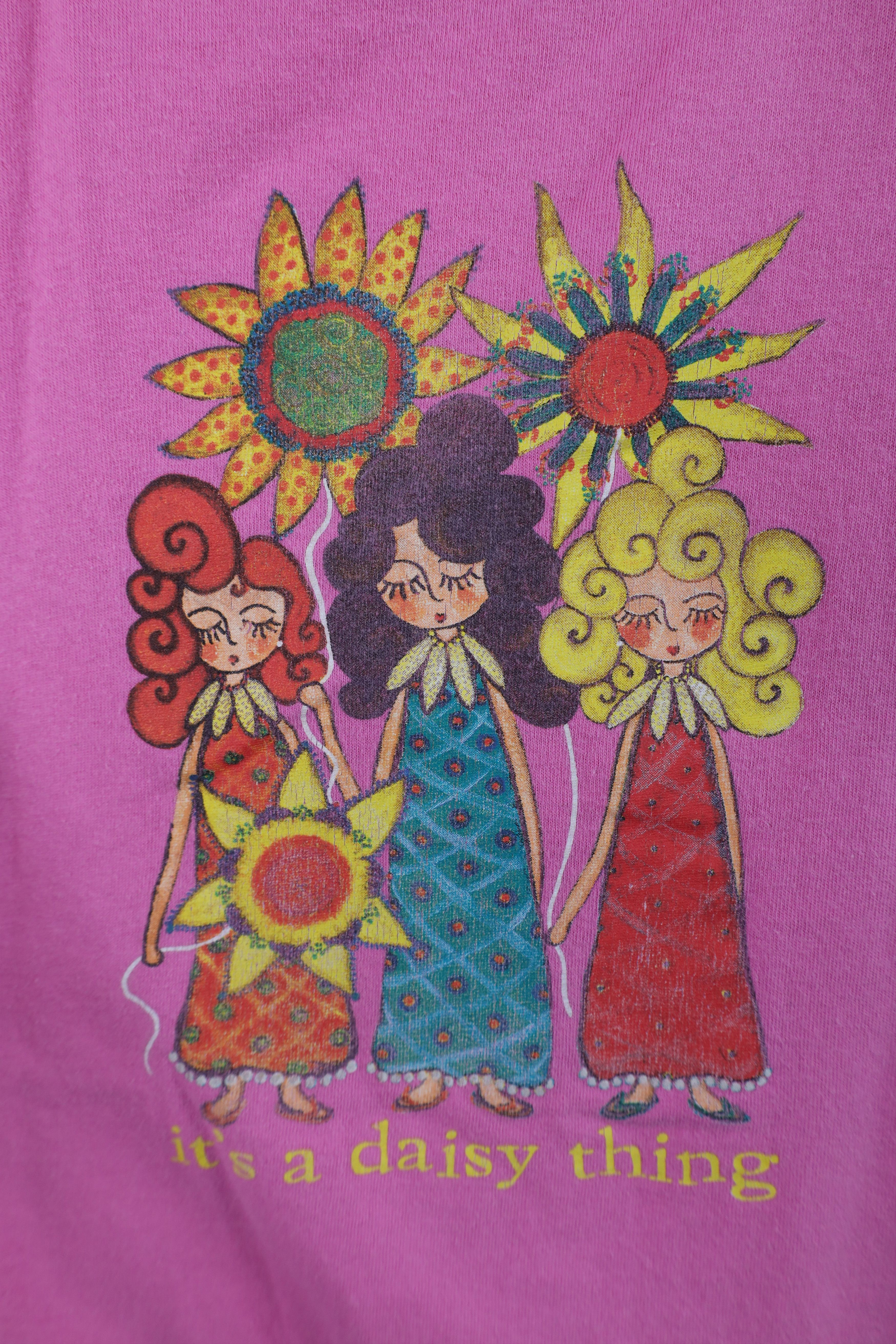 Vintage Vintage Y2K Yellow Daisy Festival Flower T-Shirt Pink Size XXL / US 16-18 / IT 52-54 - 4 Thumbnail