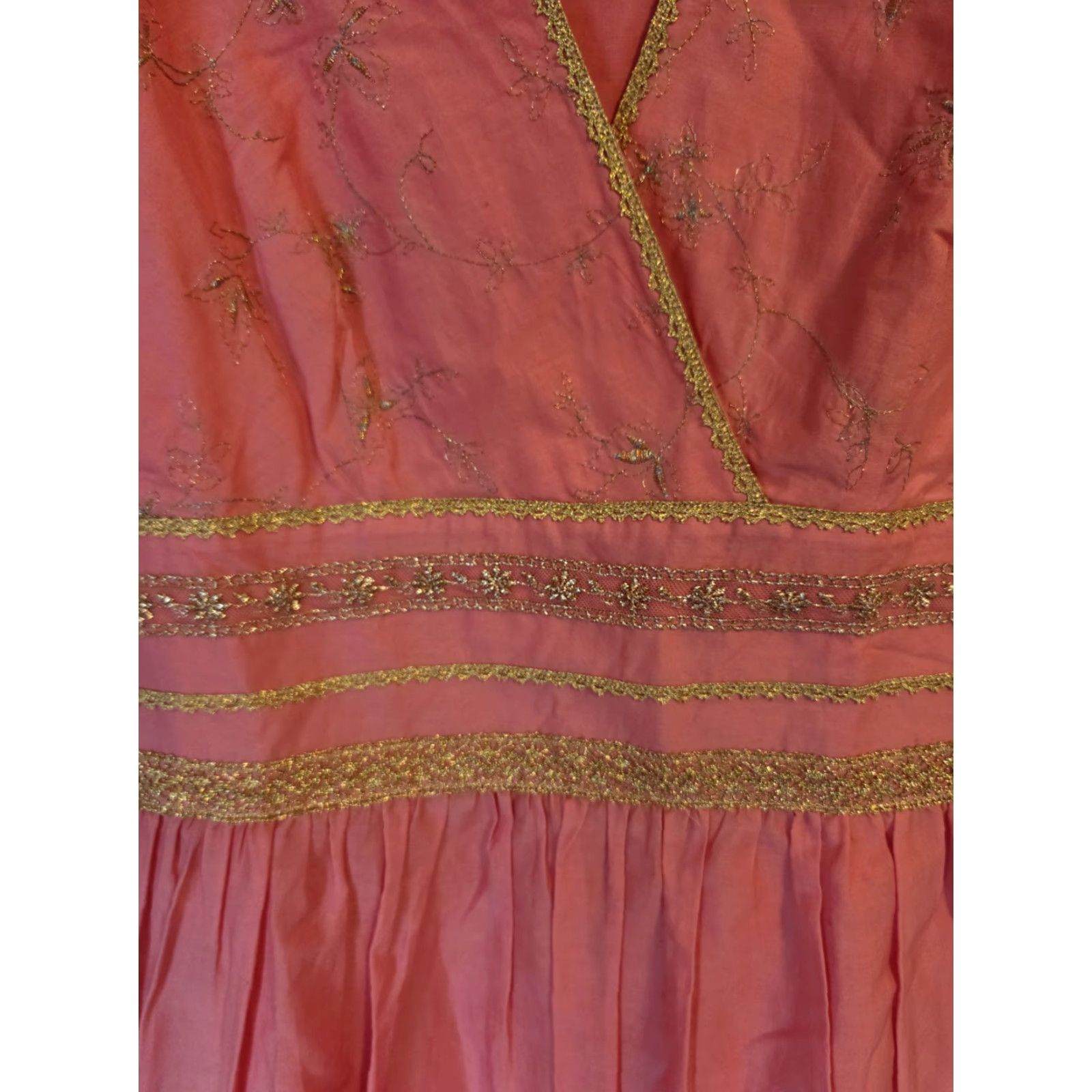 Express Express Dress Womens 4 Pink Princess A-Line V-Neck Metallic Floral Embroidered Dress Size S / US 4 / IT 40 - 5 Thumbnail