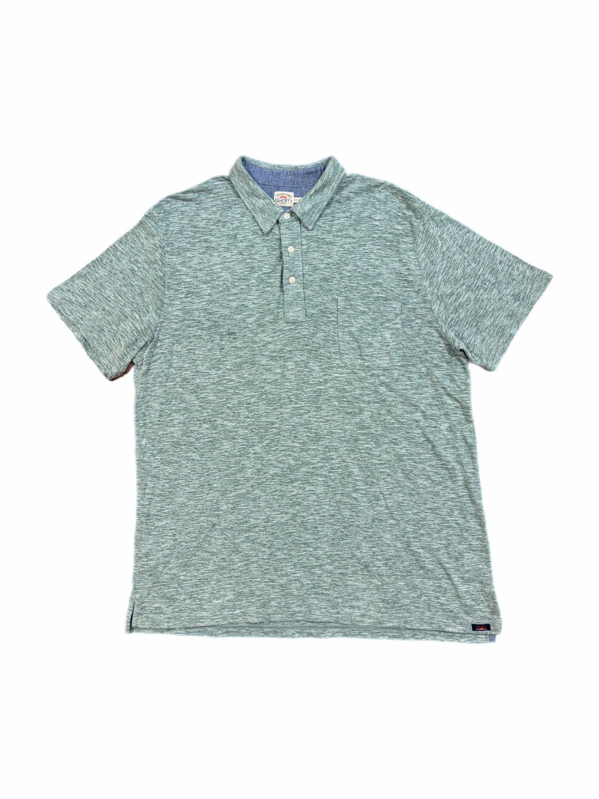 Faherty Faherty Polo Shirt Mens 2XL Green Heather Jersey Pocket polo Size US XXL / EU 58 / 5 - 1 Thumbnail