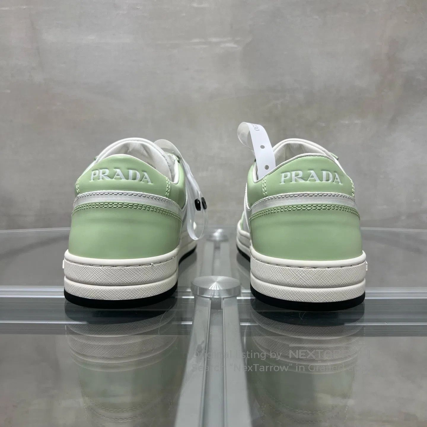 Prada Prada Downtown Bold white-and-green pattern casual sneaker Size US 8 / IT 38 - 6 Thumbnail