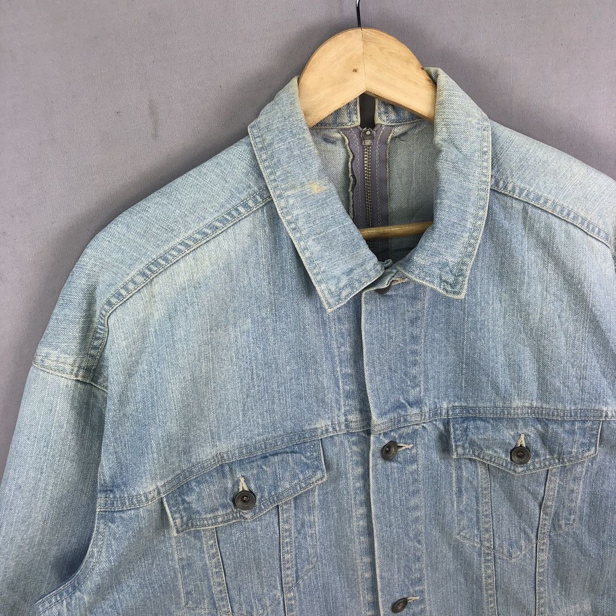 Japan Streetwear Distressed Faded Denim Jacket
