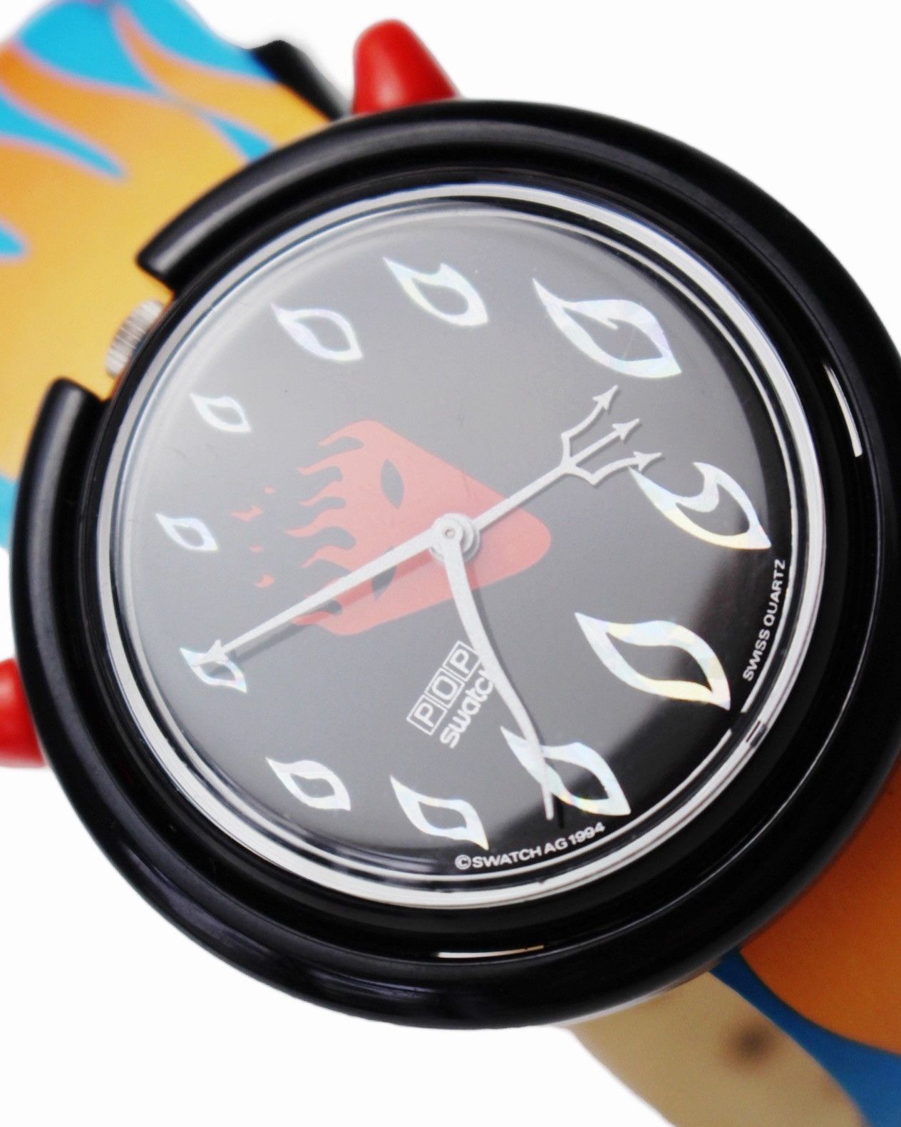 Swatch 1994 SWATCH POP “DEVIL HEAD” W DEVIL TAIL LEATHER STRAP Size ONE SIZE - 7 Thumbnail