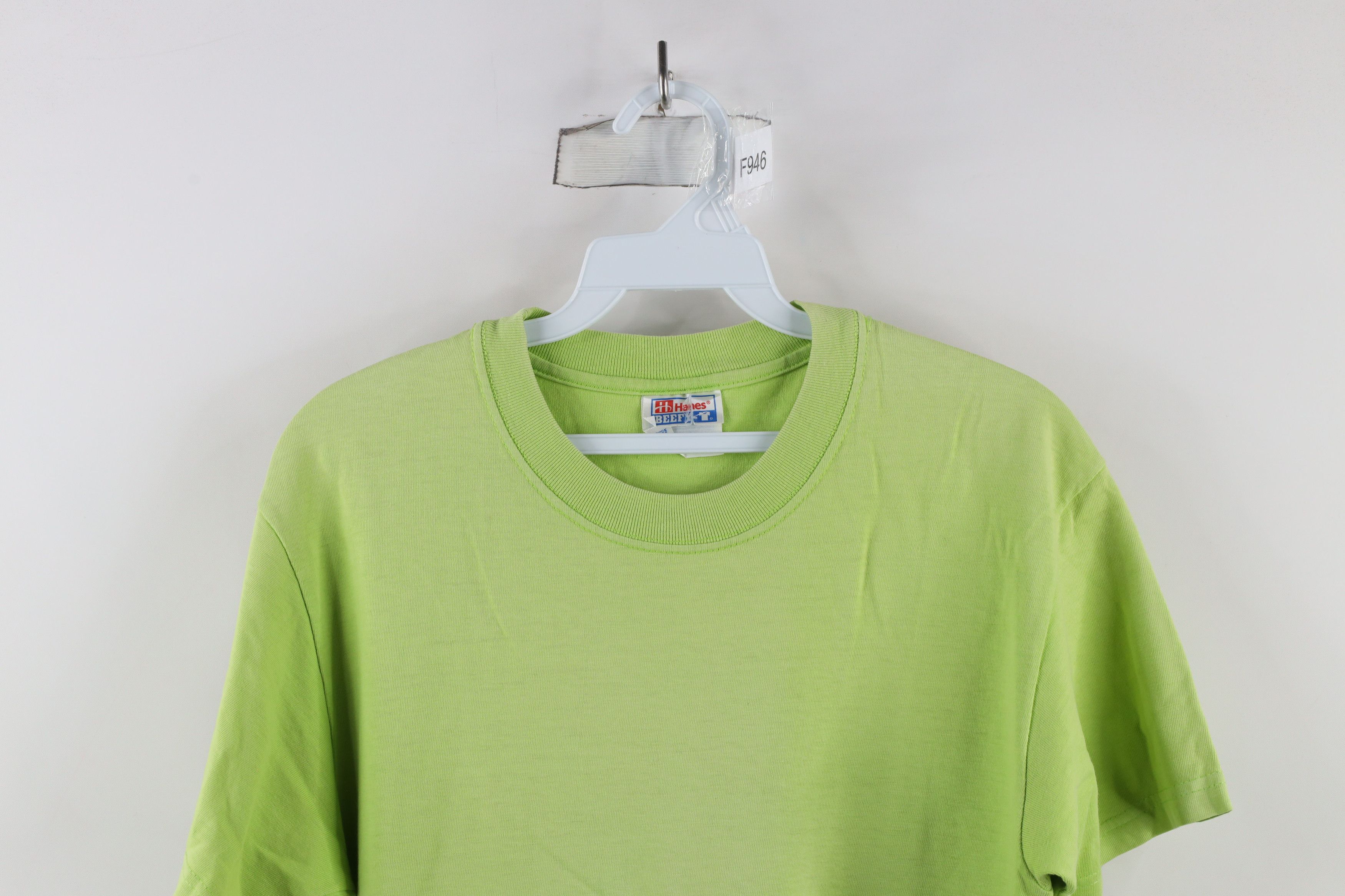 Hanes × Vintage Vintage 90s Hanes Beefy Short Sleeve T-Shirt Lime Green Size US S / EU 44-46 / 1 - 2 Thumbnail